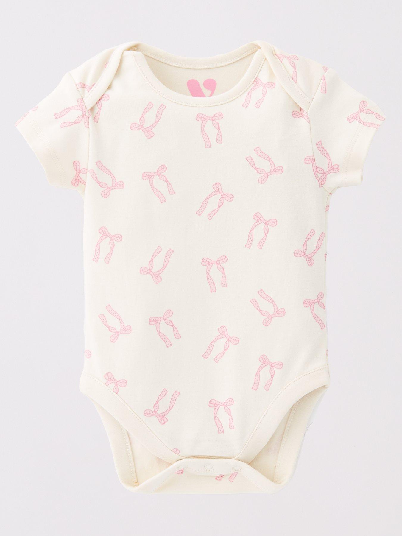 Image 3 of 5 of Mini V by Very Baby Girls Bow Hearts 5Pk Bodysuits - Pink