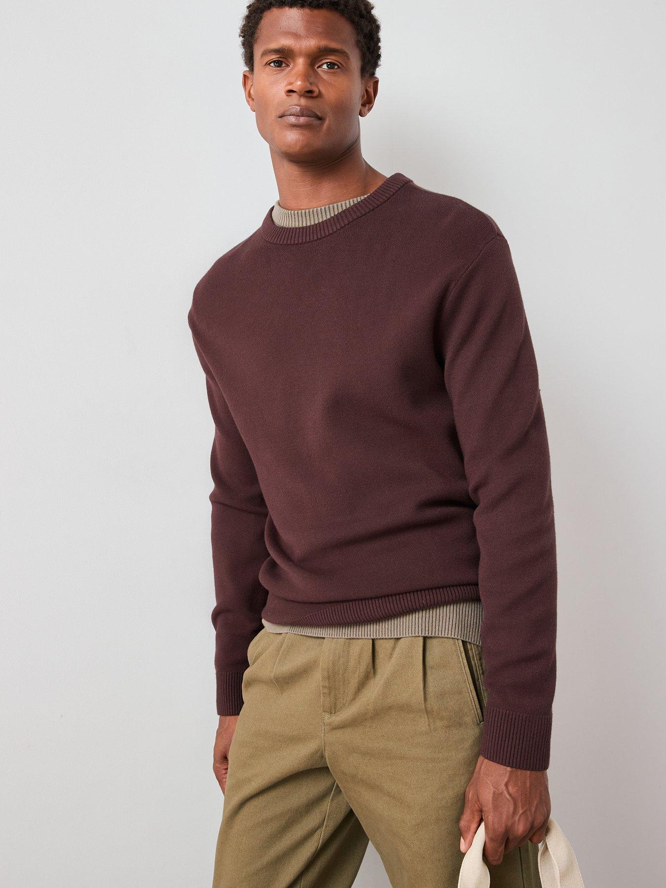 undefined Midweight Knitted Crew Neck Jumper - Brown