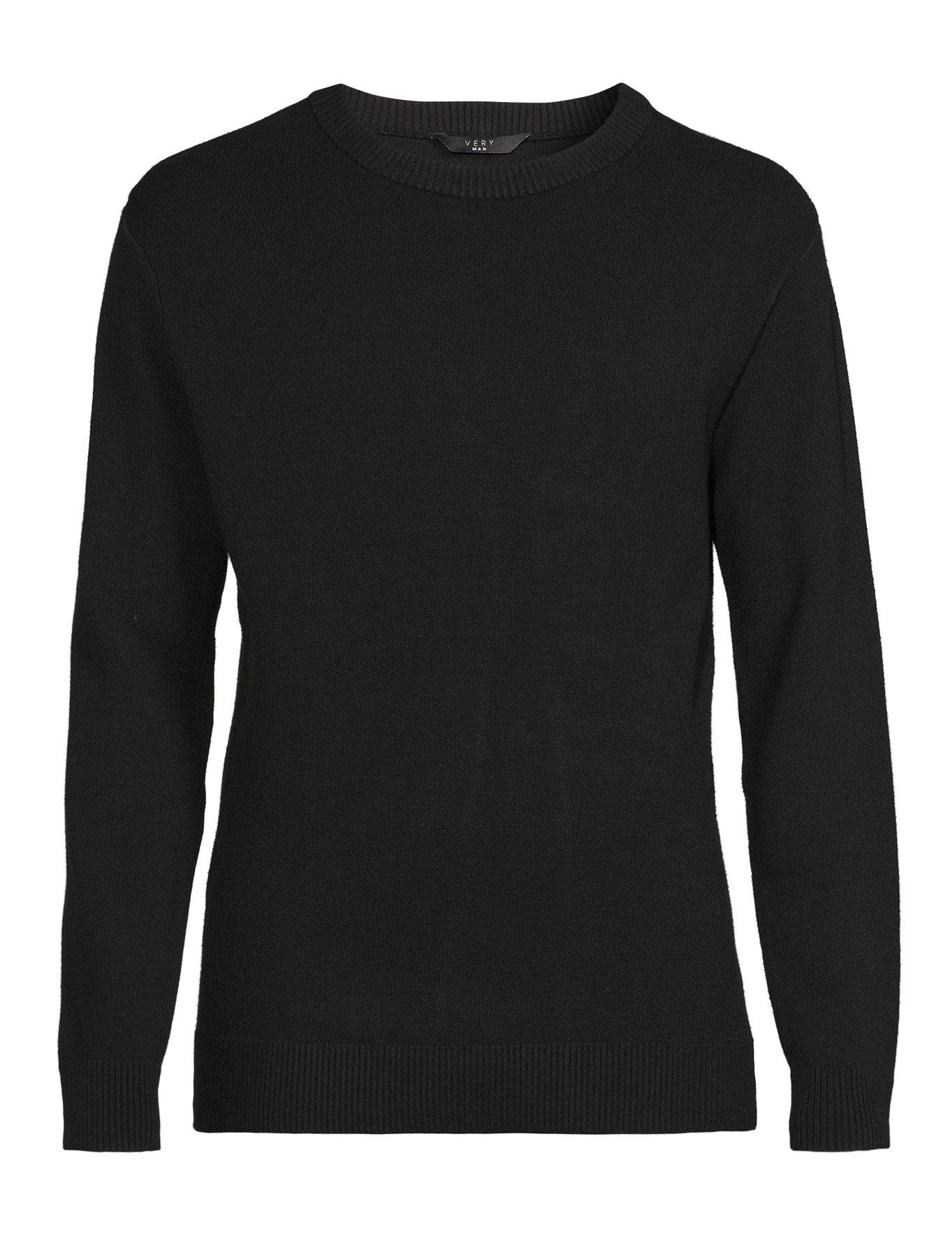 Image 7 of 7 of The Very Collection Midweight Knitted Crew Neck Jumper - Black