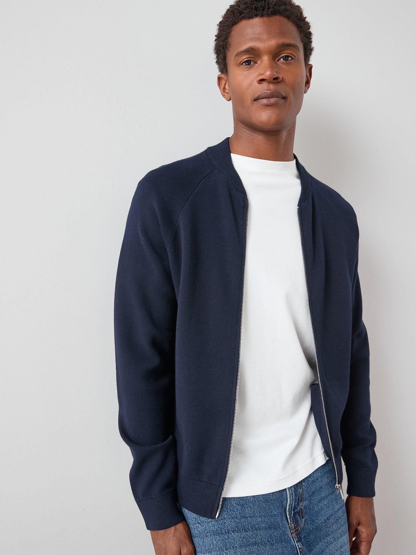 Image 1 of 7 of The Very Collection Midweight Knitted Bomber - Navy