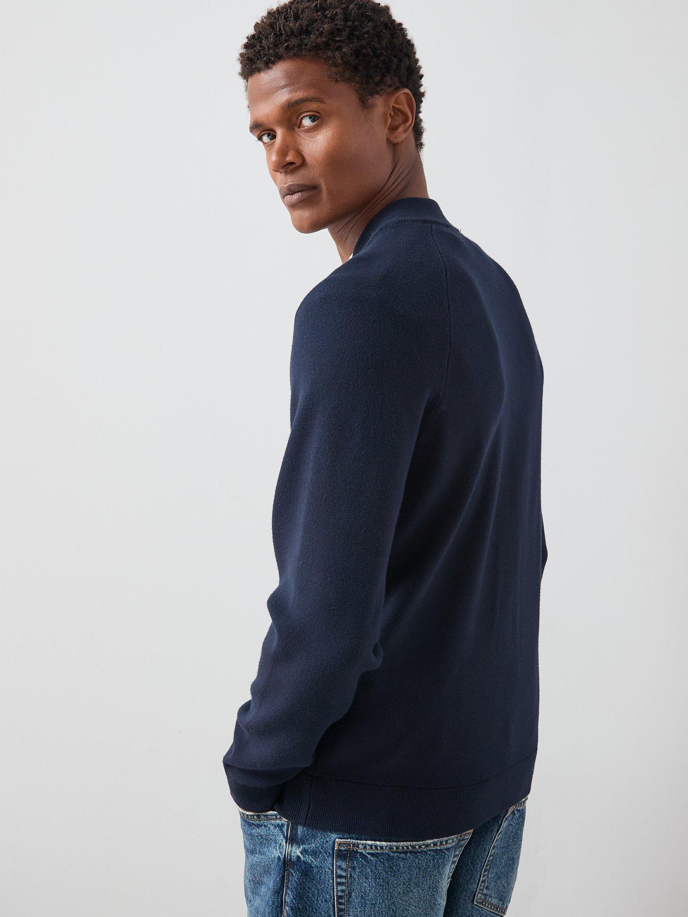 Image 2 of 7 of The Very Collection Midweight Knitted Bomber - Navy