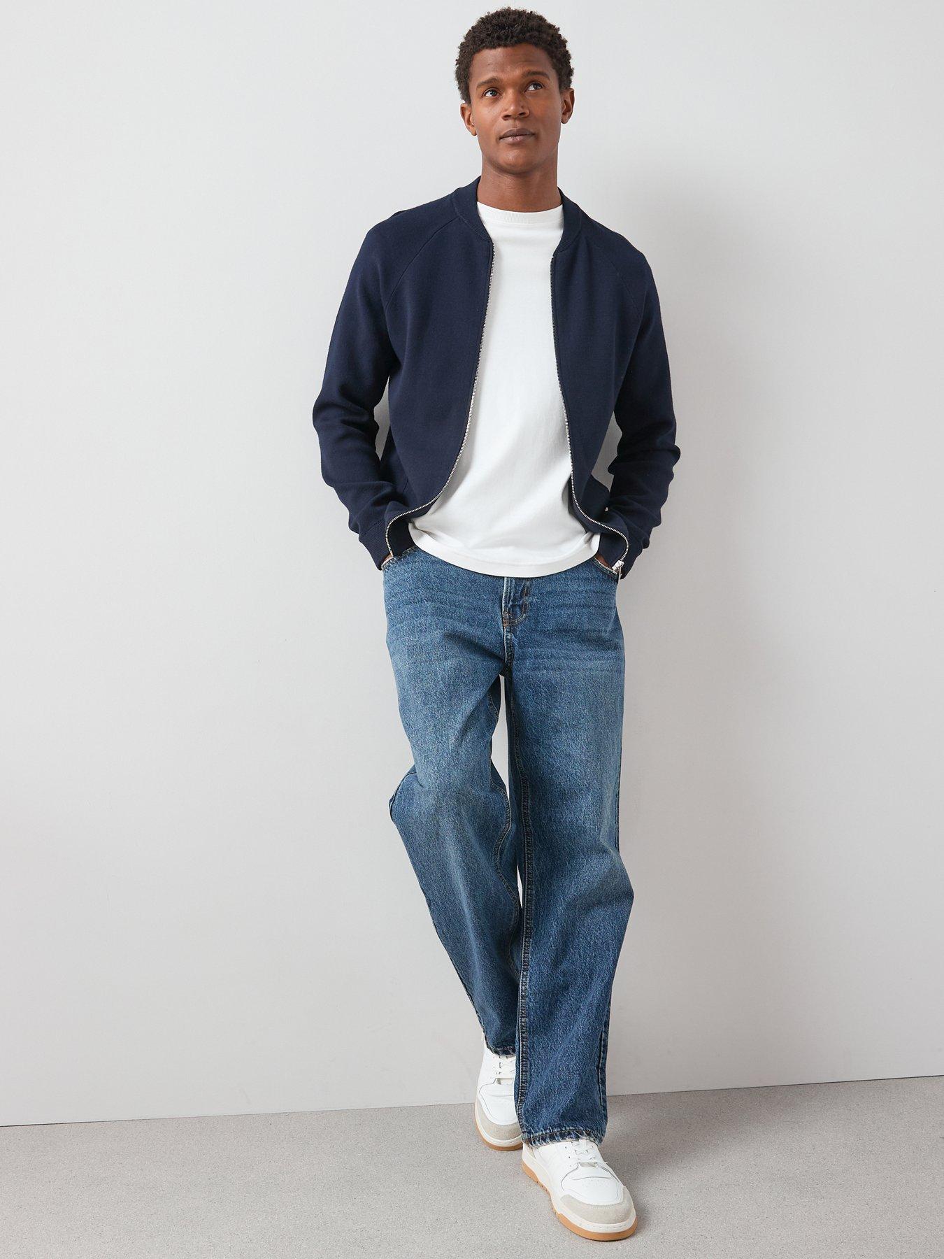 Image 3 of 7 of The Very Collection Midweight Knitted Bomber - Navy