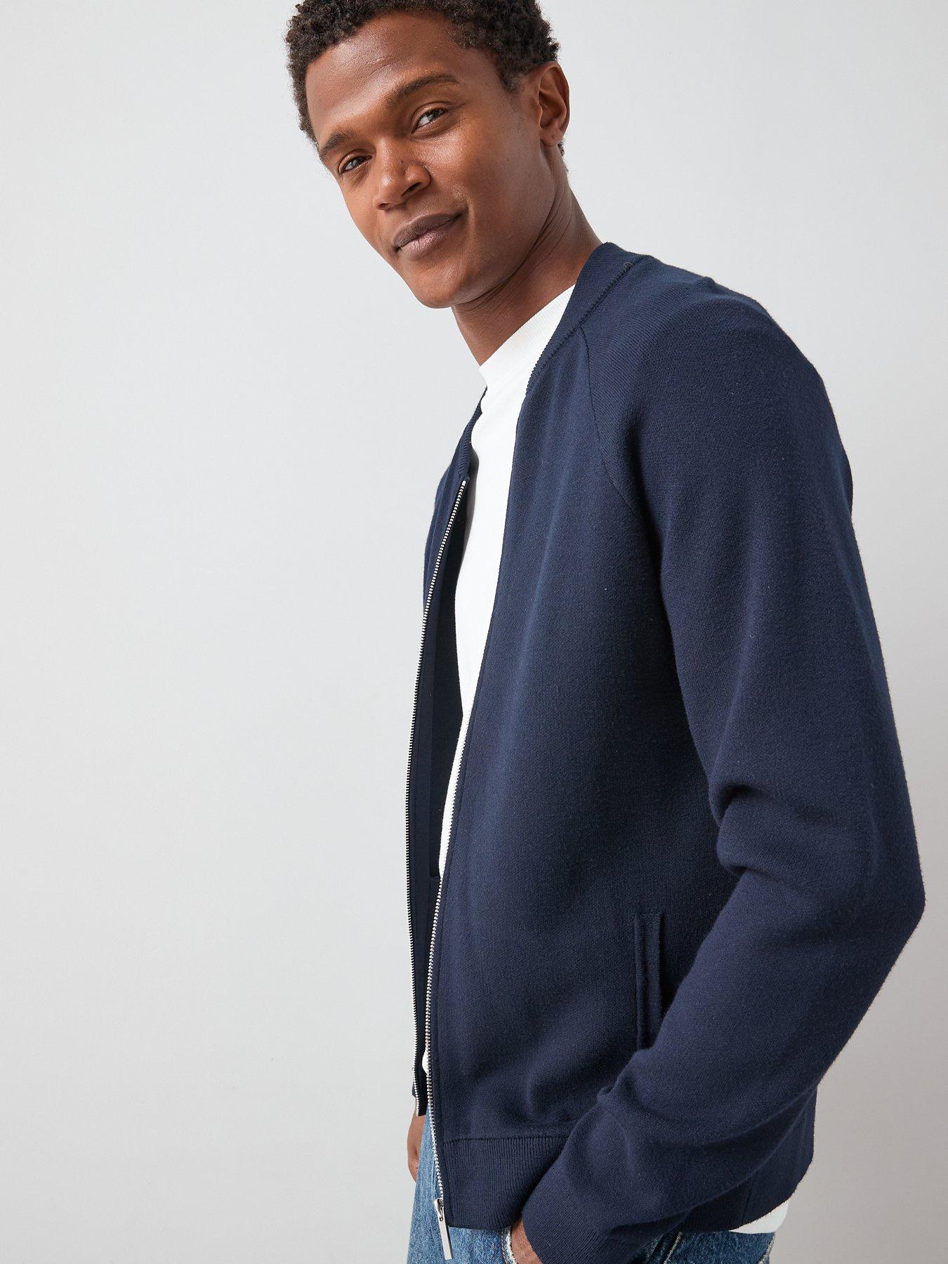 Image 4 of 7 of The Very Collection Midweight Knitted Bomber - Navy