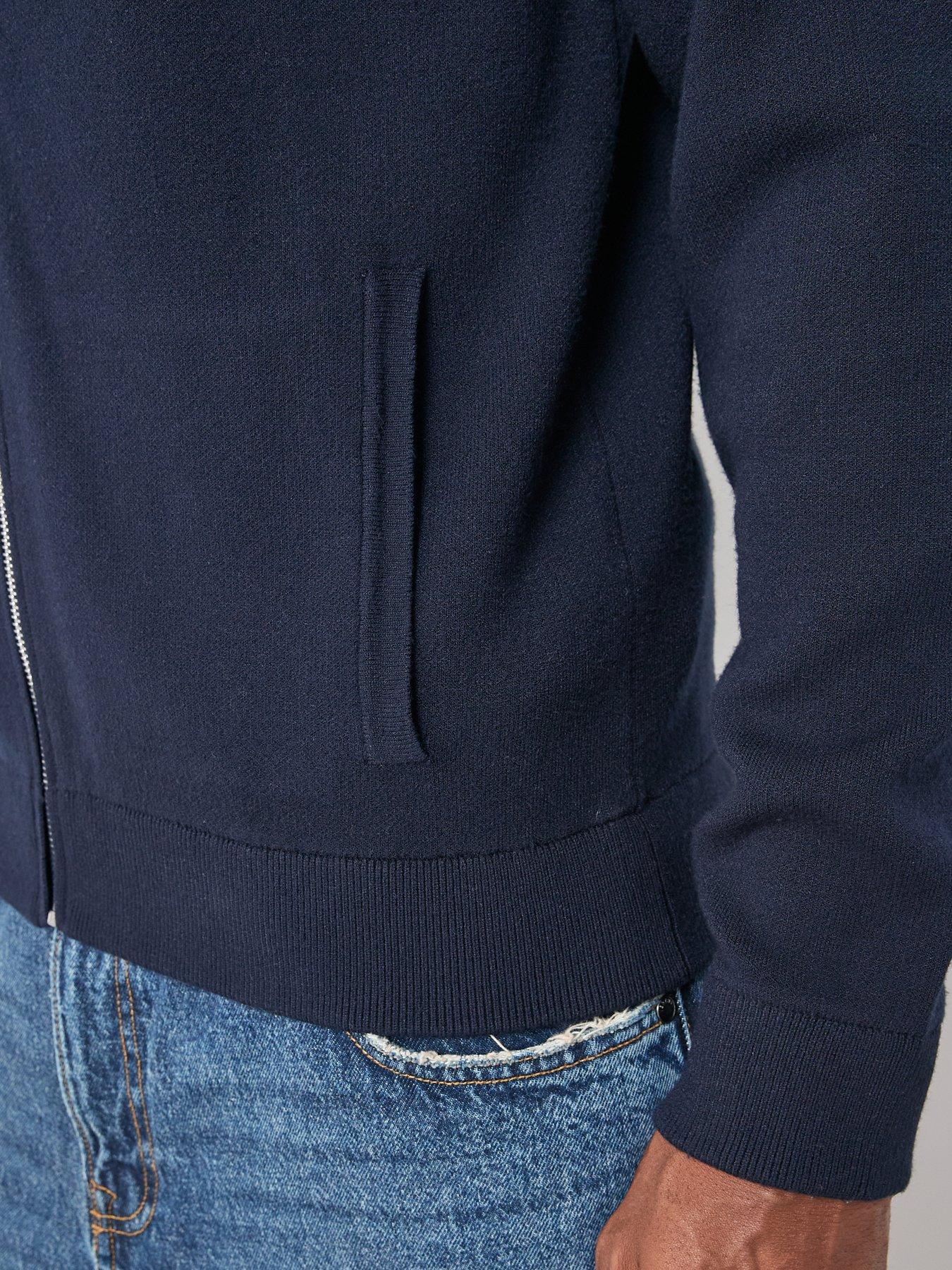 Image 6 of 7 of The Very Collection Midweight Knitted Bomber - Navy
