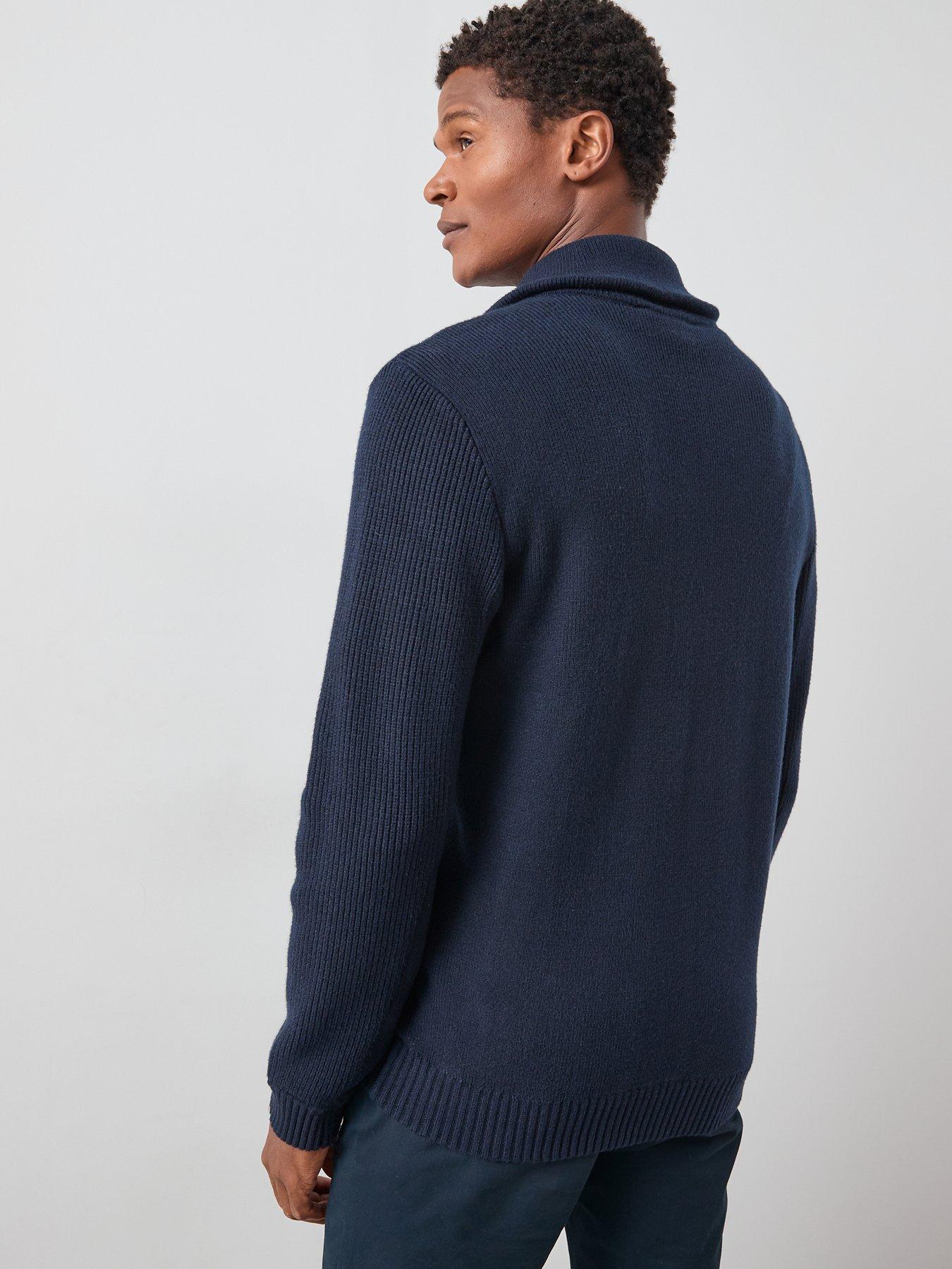 Image 2 of 7 of The Very Collection Chunky Soft Touch Zip Through Funnel Jumper - Navy
