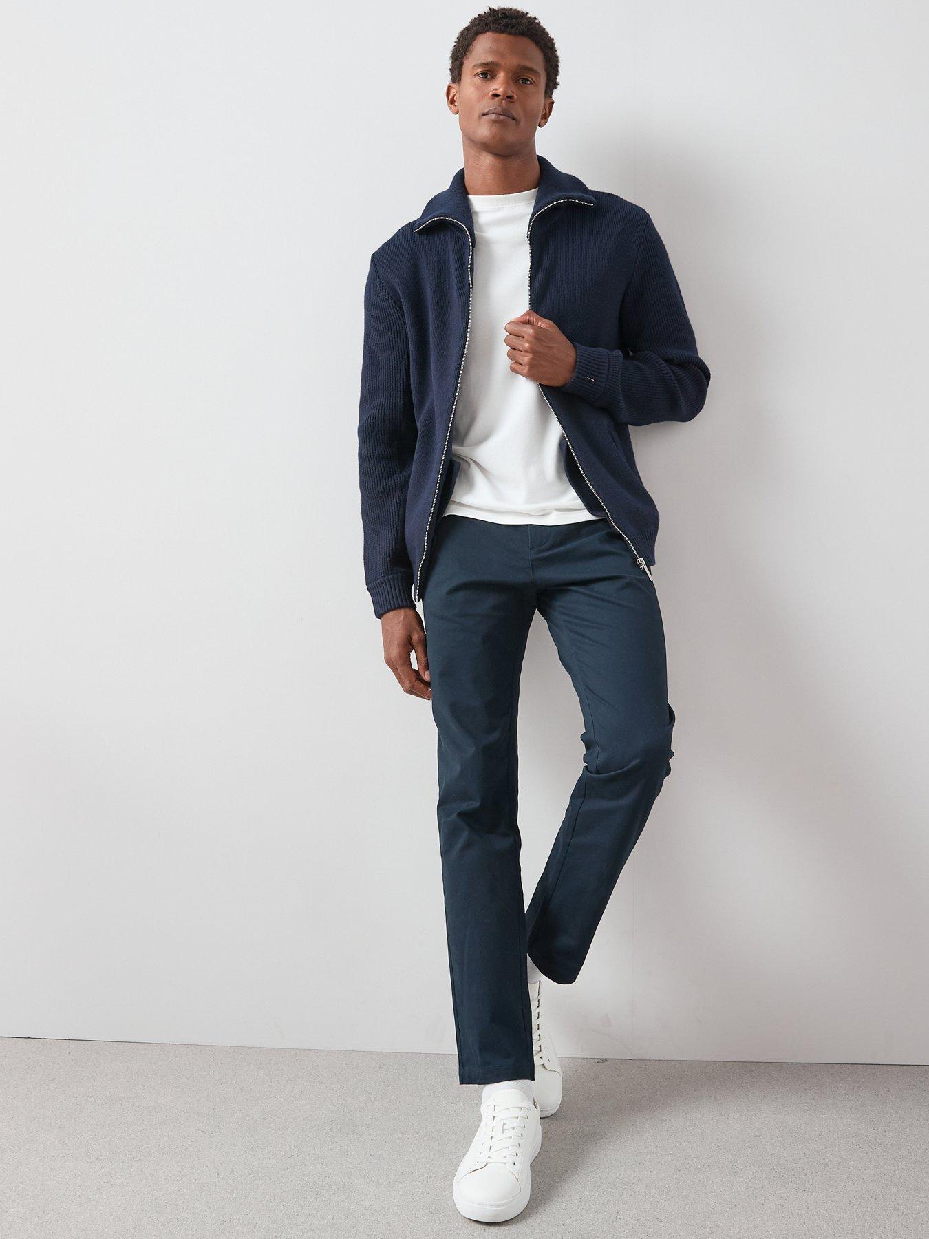 Image 3 of 7 of The Very Collection Chunky Soft Touch Zip Through Funnel Jumper - Navy