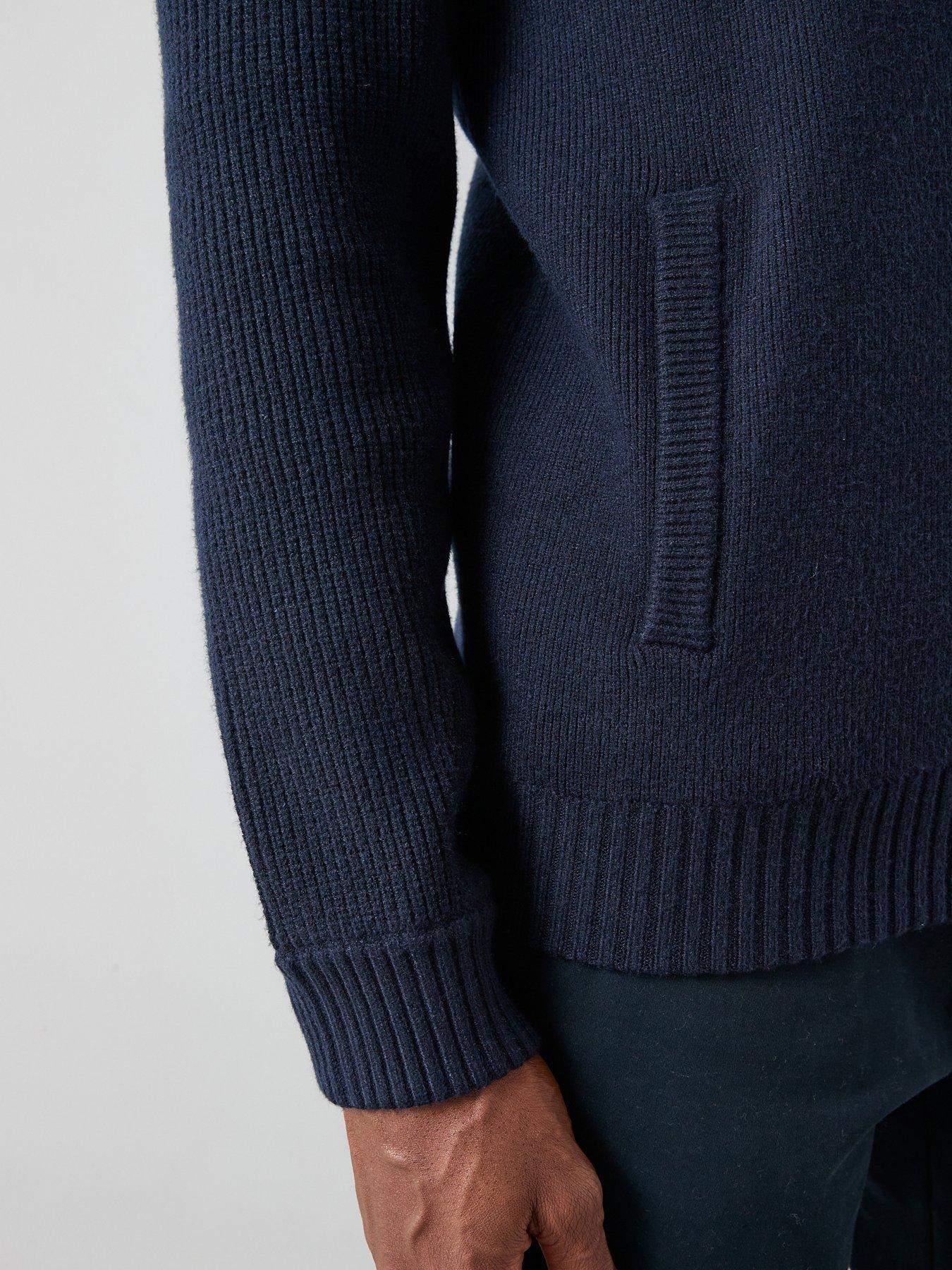 Image 5 of 7 of The Very Collection Chunky Soft Touch Zip Through Funnel Jumper - Navy