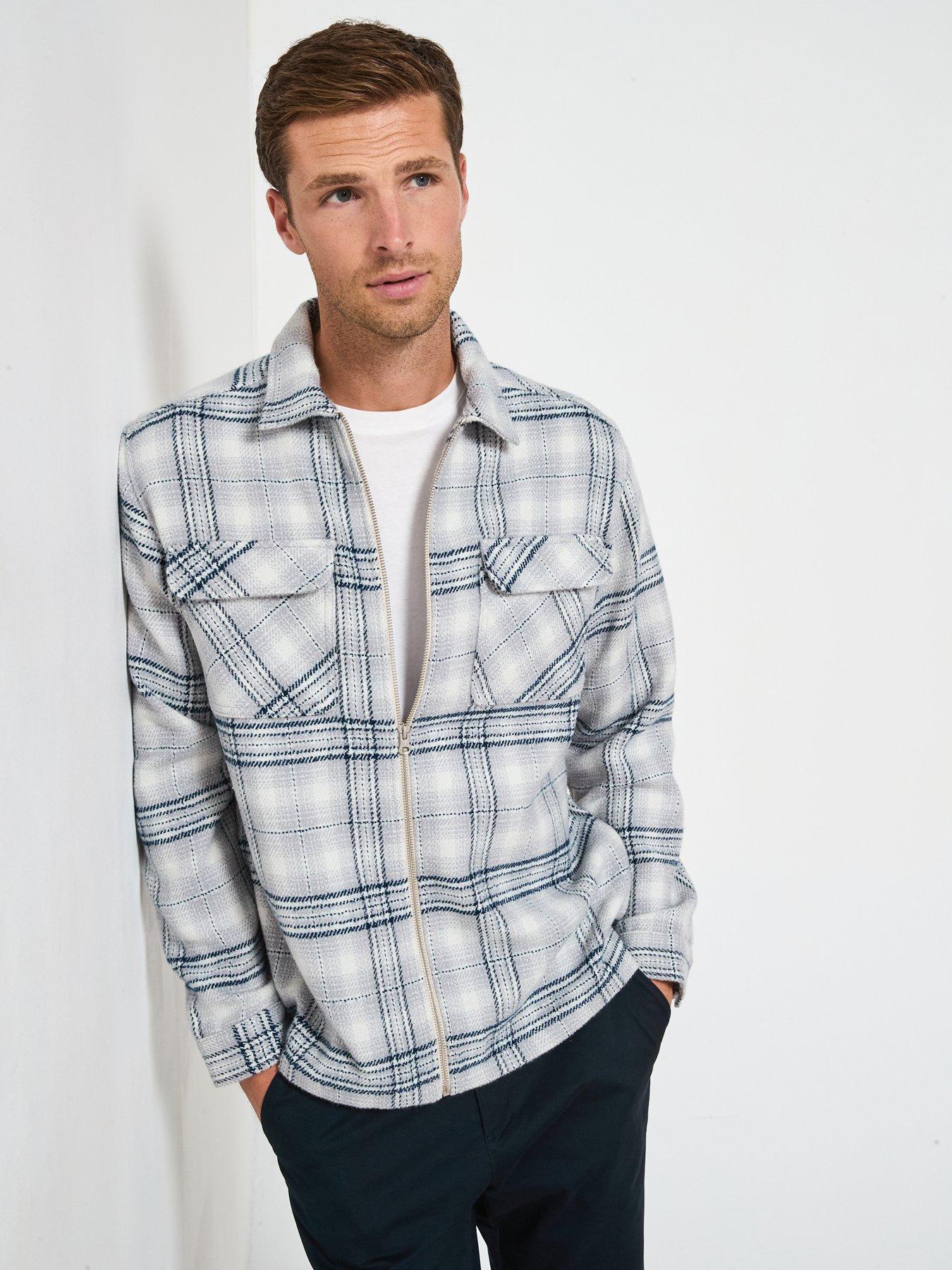 Very Man Check Zip Shacket - Blue | Littlewoods