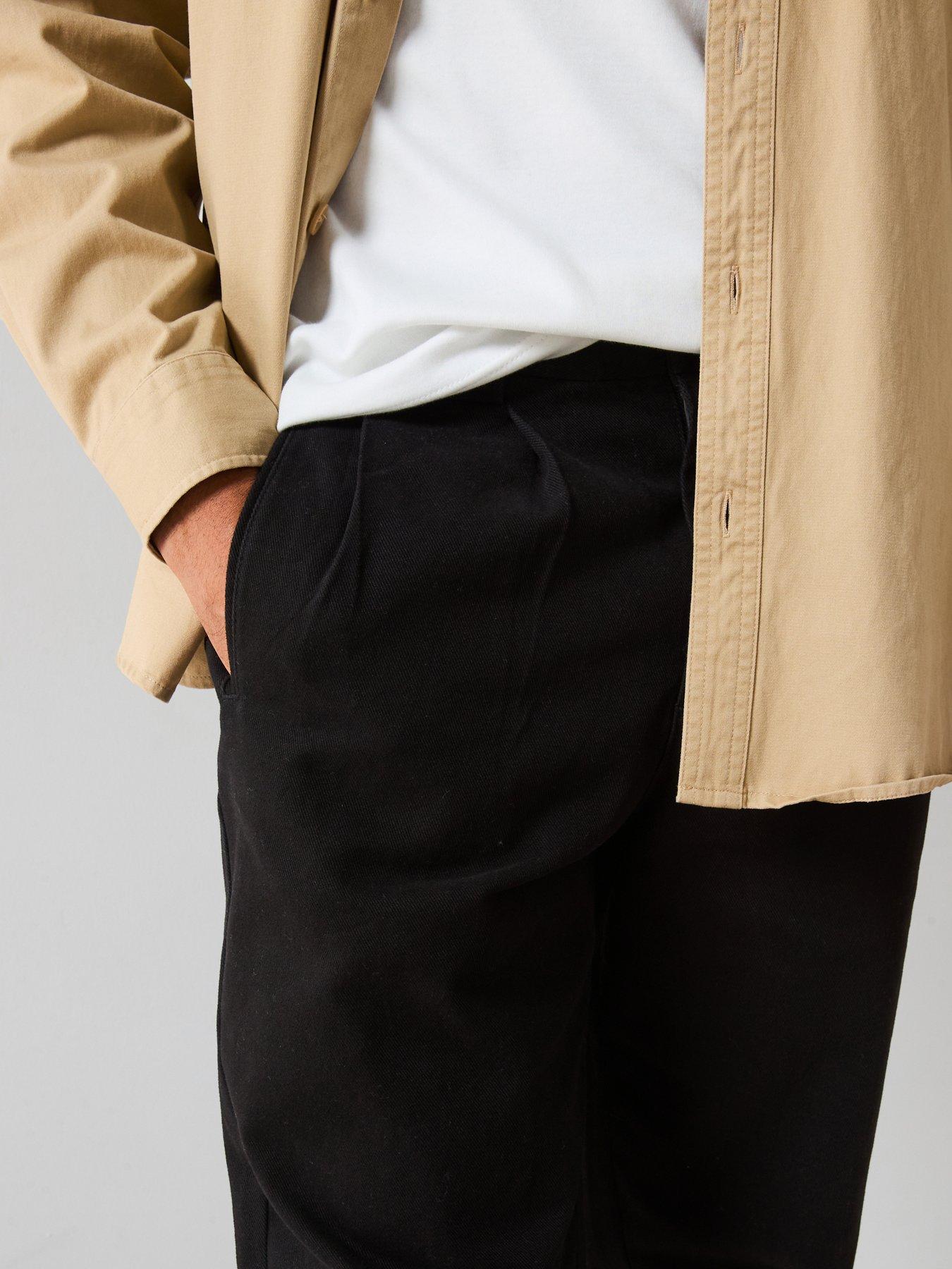 Image 4 of 6 of Very Man Double Pleat Trousers - Black