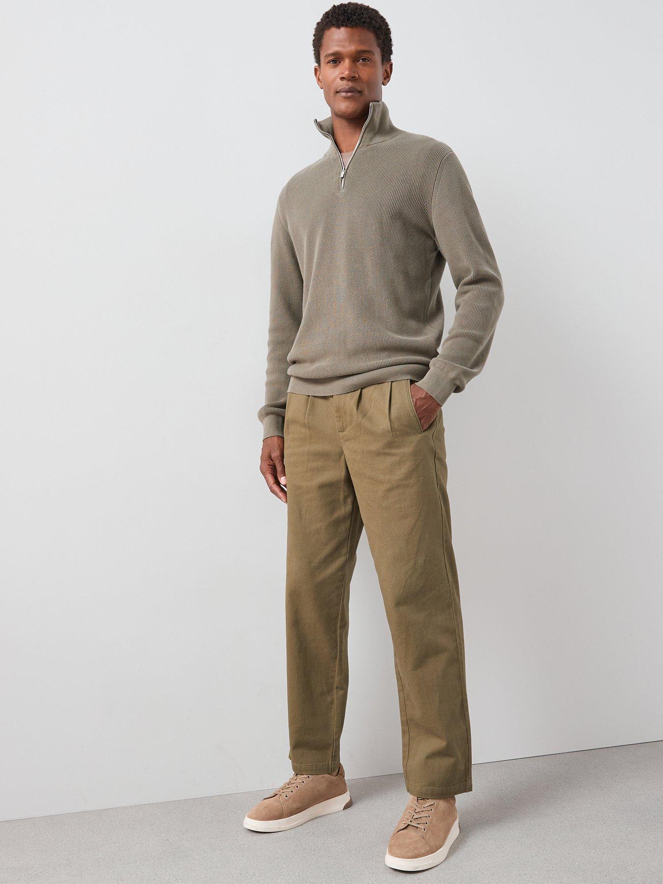 The Very Collection Double Pleat Trousers - Khaki