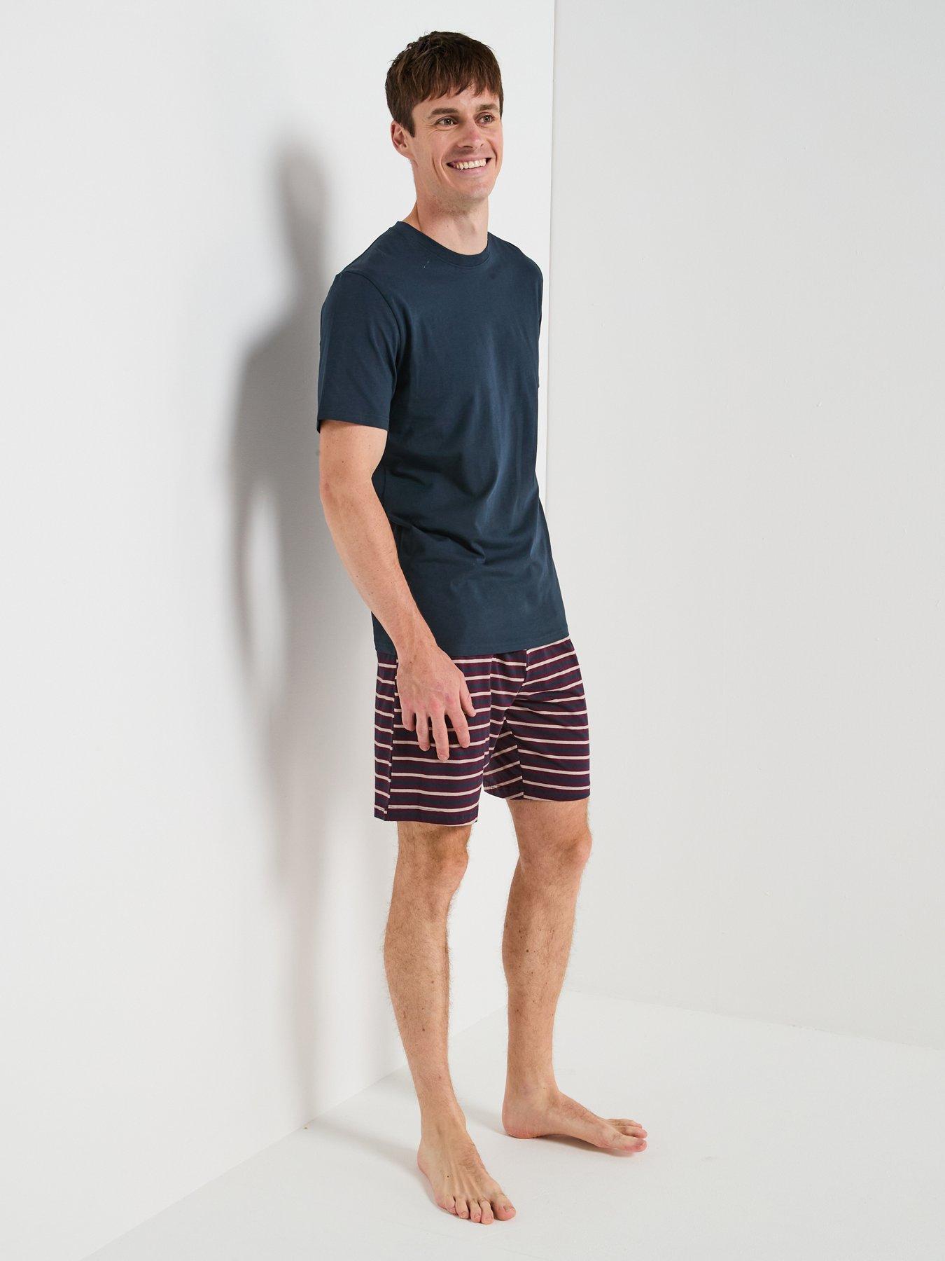 Image 5 of 6 of Very Man Striped T-Shirt and Short PJ Set - Burgundy/Navy