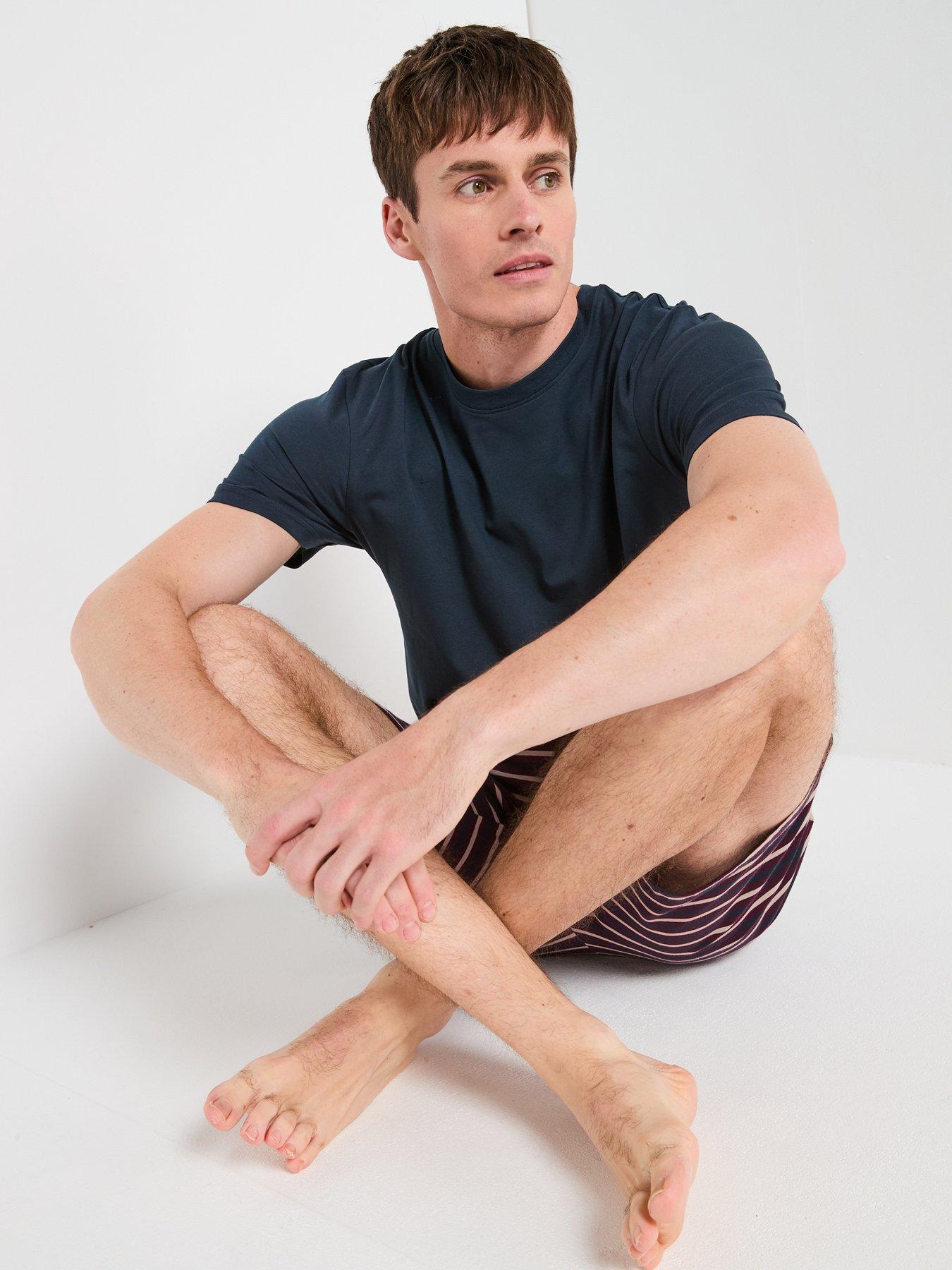 Image 6 of 6 of Very Man Striped T-Shirt and Short PJ Set - Burgundy/Navy