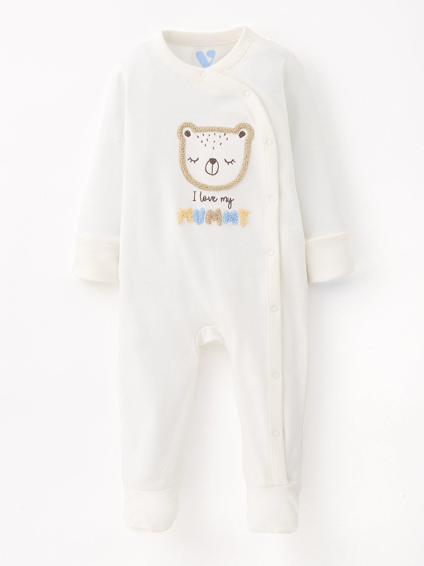 undefined Love My Mummy Bear Cub Sleepsuit - White