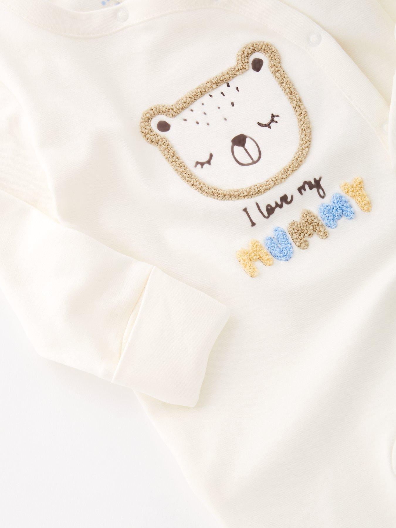 Image 3 of 4 of Mini V by Very Love My Mummy Bear Cub Sleepsuit - White