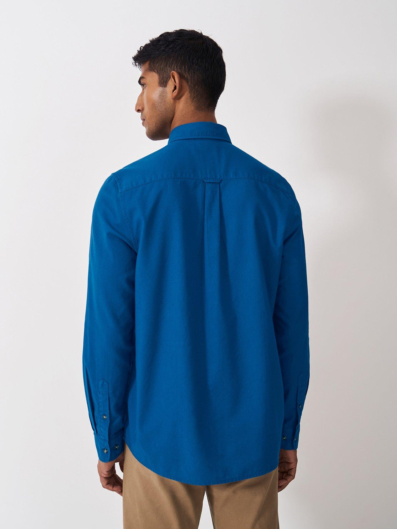  image of crew-clothing-oxford-long-sleeve-shirt-dark-blue