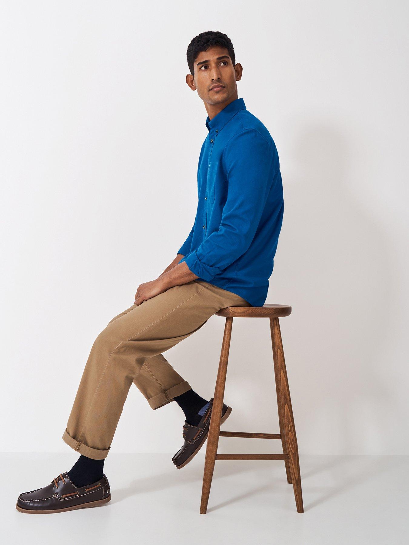  image of crew-clothing-oxford-long-sleeve-shirt-dark-blue