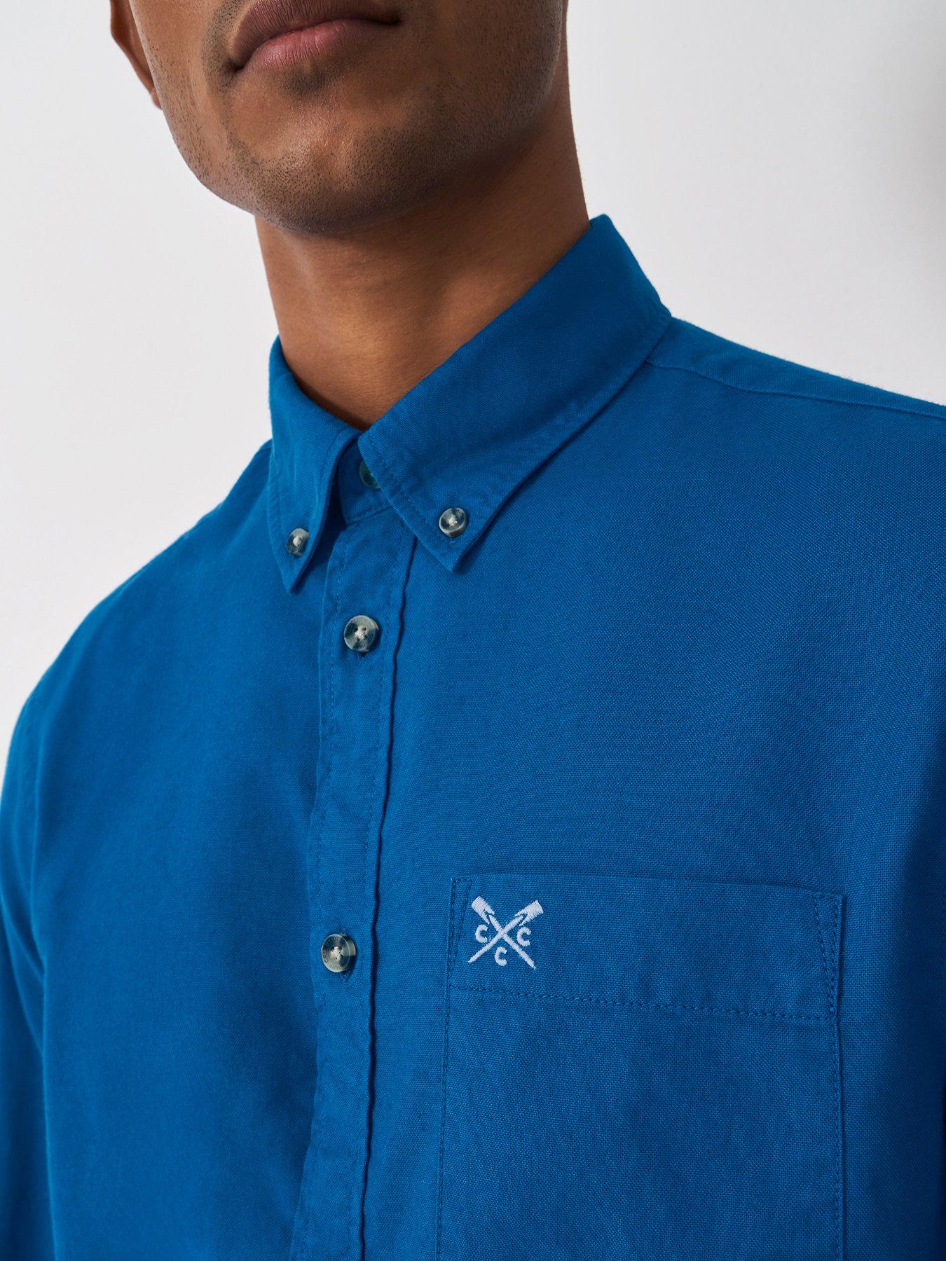  image of crew-clothing-oxford-long-sleeve-shirt-dark-blue
