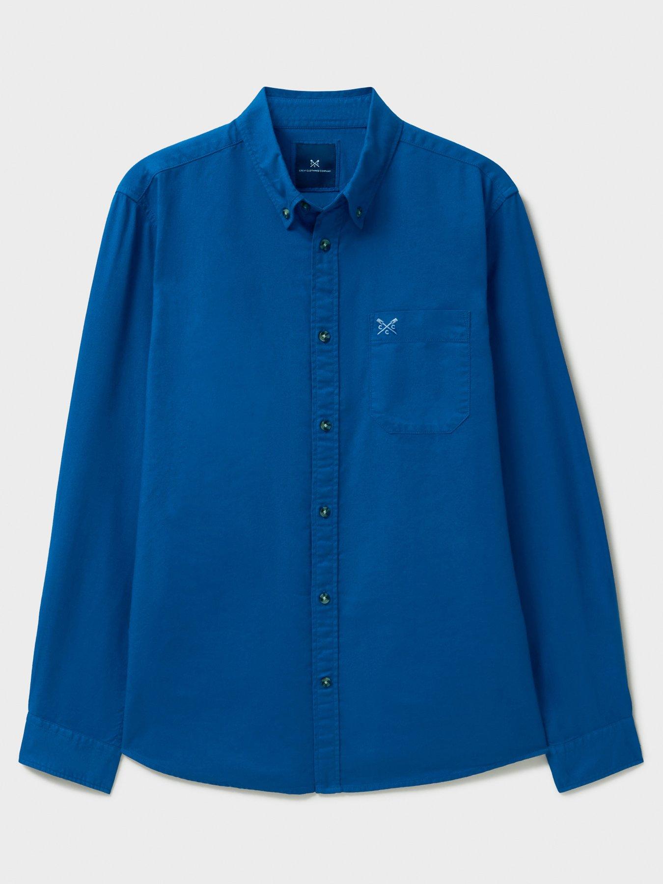  image of crew-clothing-oxford-long-sleeve-shirt-dark-blue