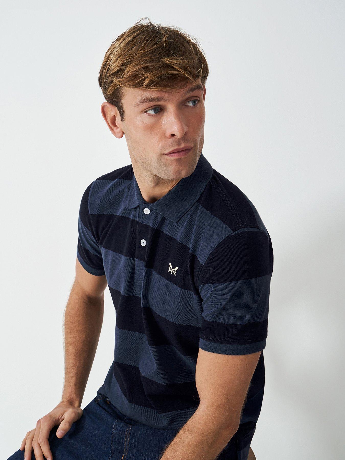 undefined Heritage Striped Short Sleeve Polo Shirt - Blue