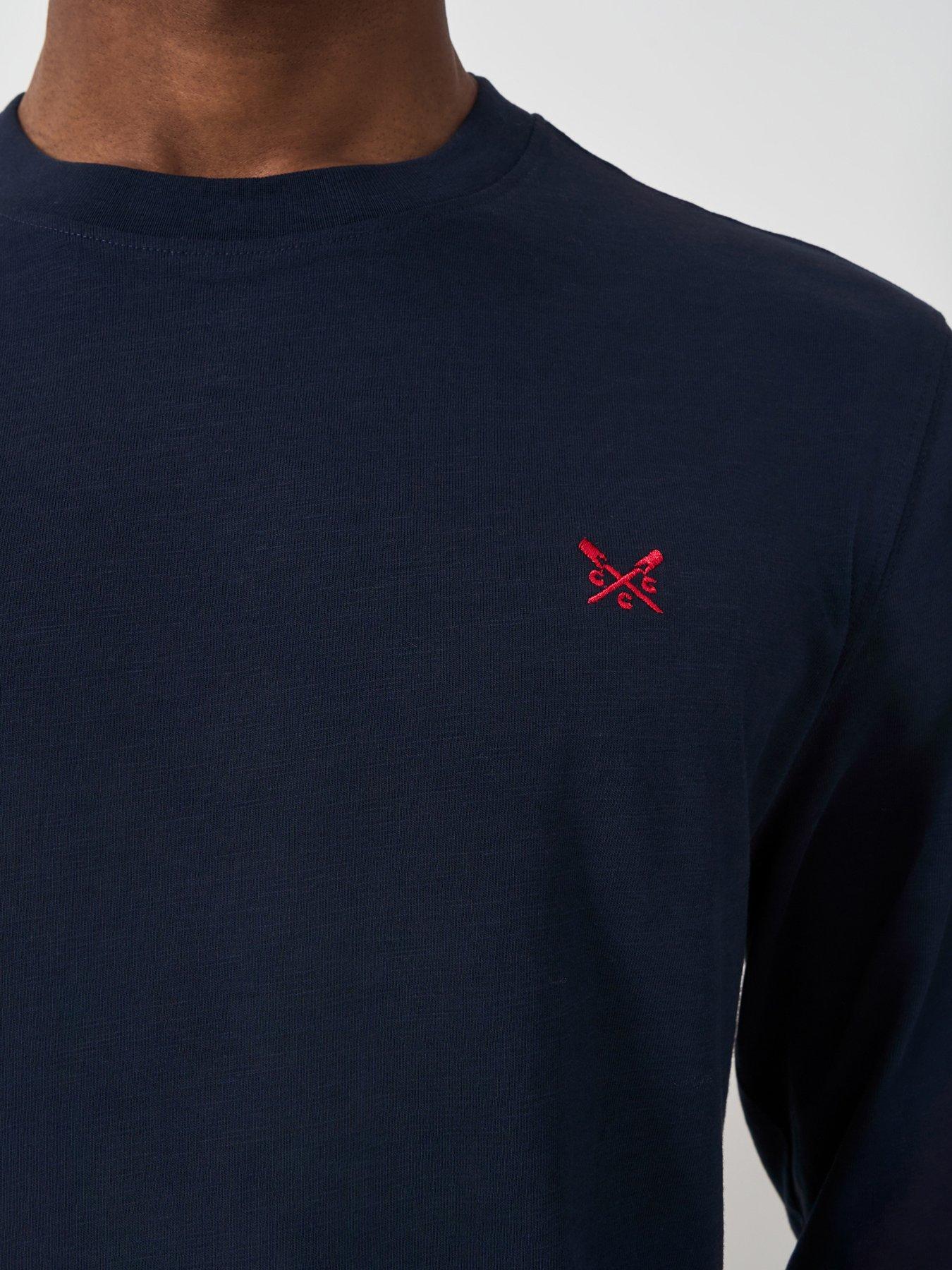  image of crew-clothing-long-sleeve-slub-t-shirt-navy