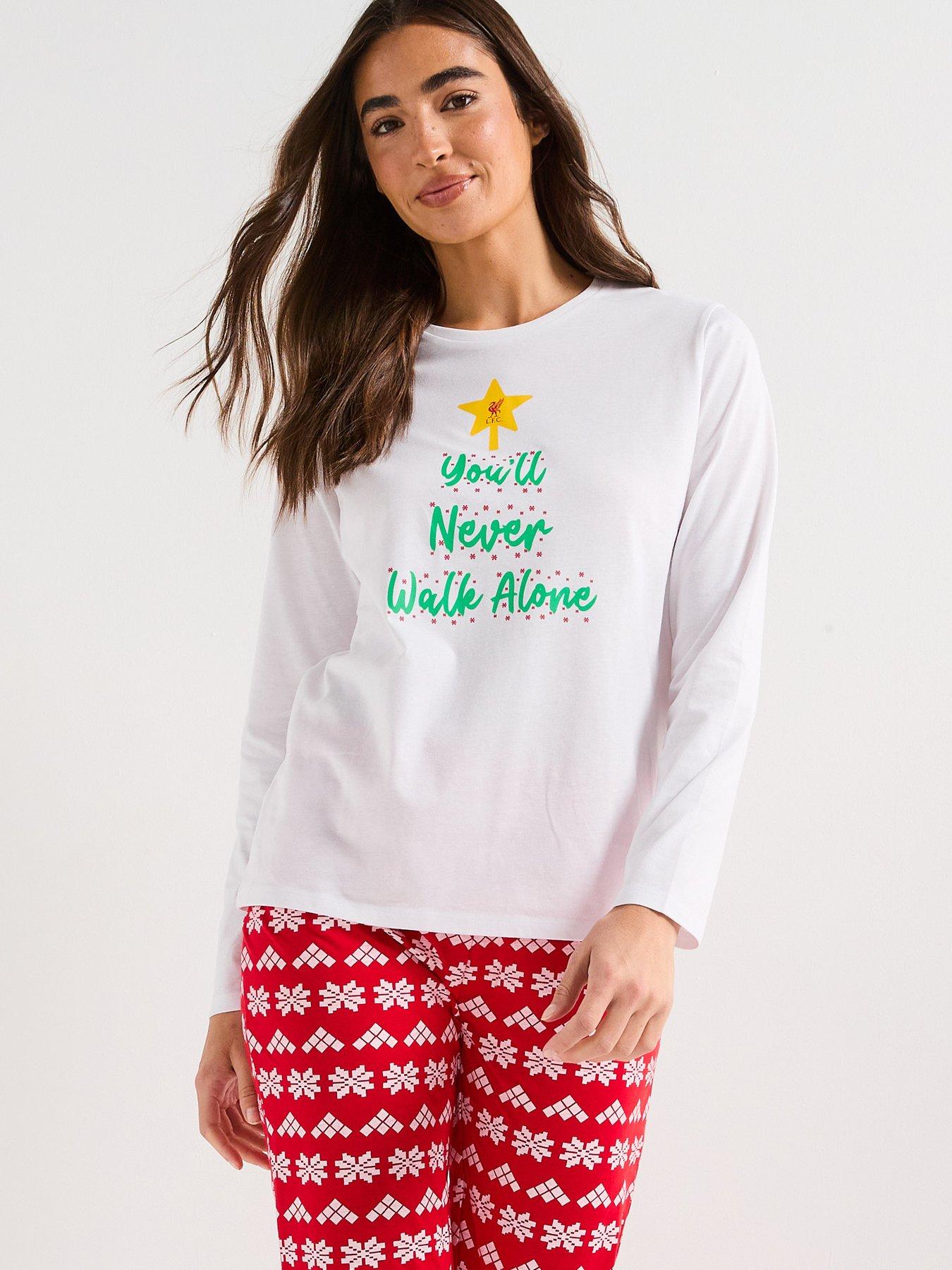 Image 5 of 7 of Liverpool FC Ladies Family Christmas LFC You'll Never Walk Alone PJ&nbsp;- Red/White