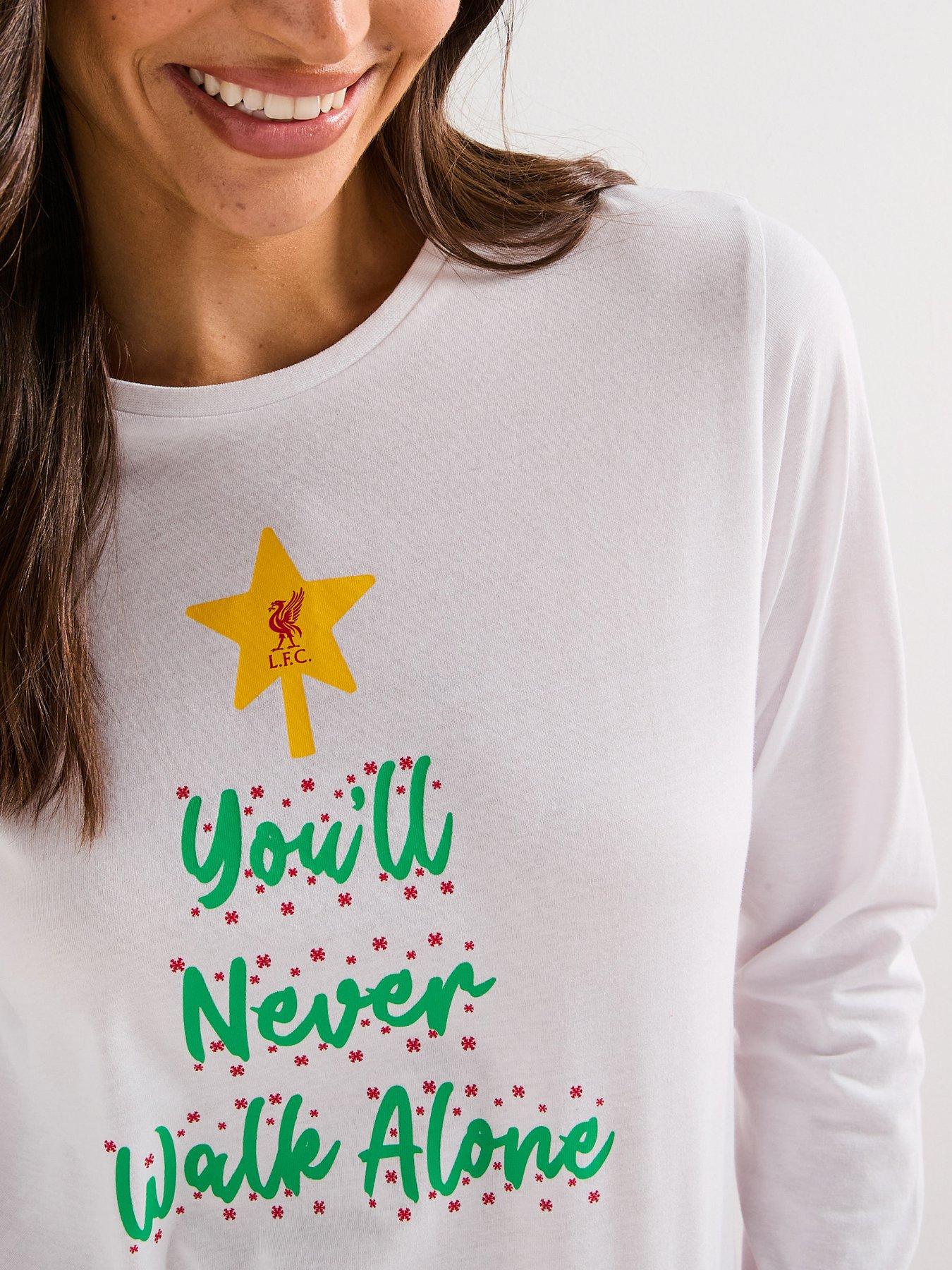 Image 6 of 7 of Liverpool FC Ladies Family Christmas LFC You'll Never Walk Alone PJ&nbsp;- Red/White