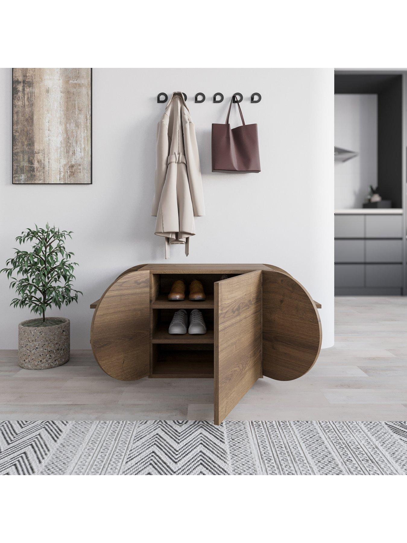  image of decortie-pozy-shoe-storage-bench-dark-oak