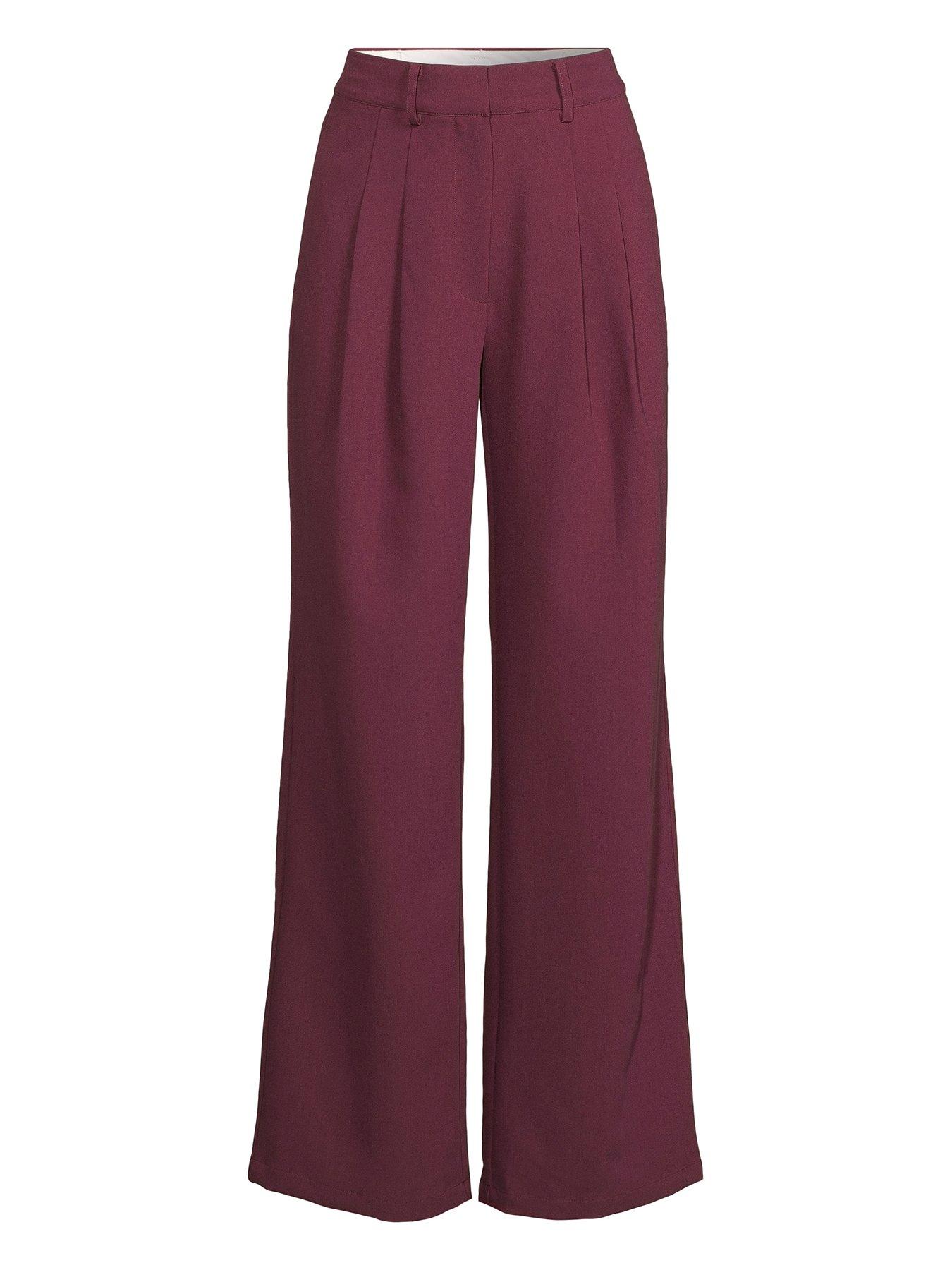 Image 3 of 3 of Michelle Keegan Double Pleat Relaxed Straight Leg Trousers - Purple&nbsp;