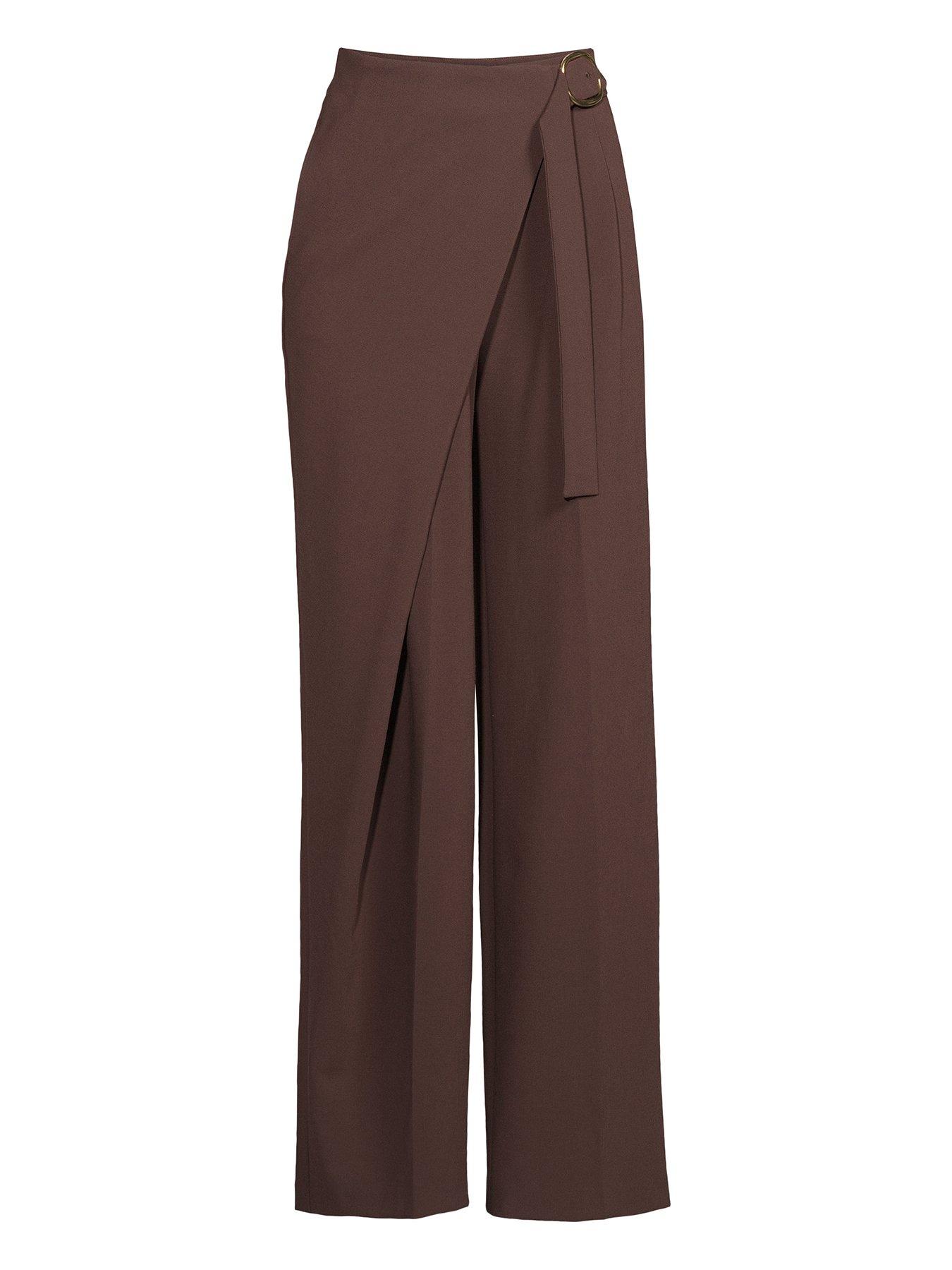 Image 4 of 4 of Michelle Keegan Asymmetric Wrap Trousers - Brown