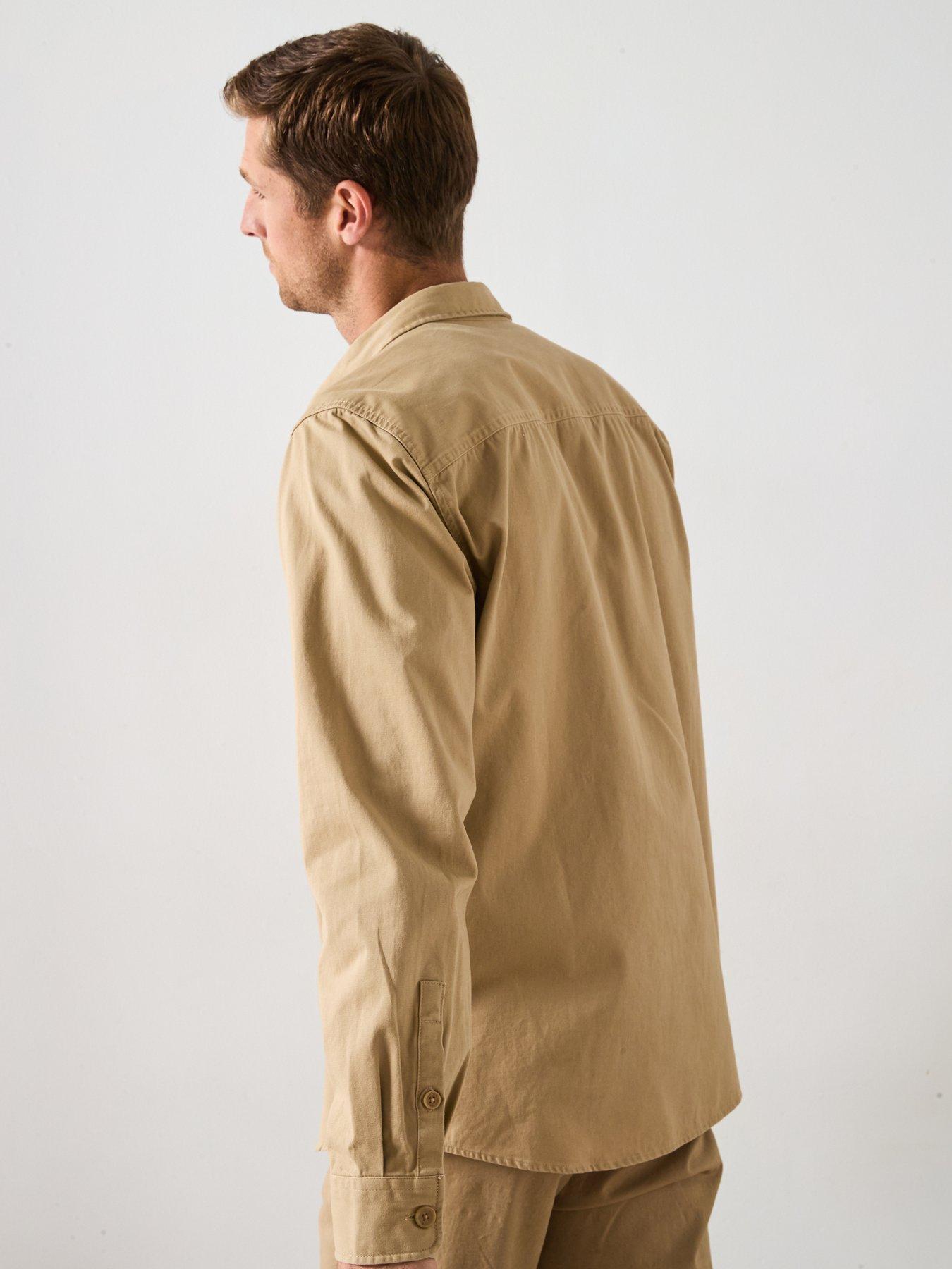 Image 2 of 6 of Very Man Double Pocket Flannel Shirt - Beige