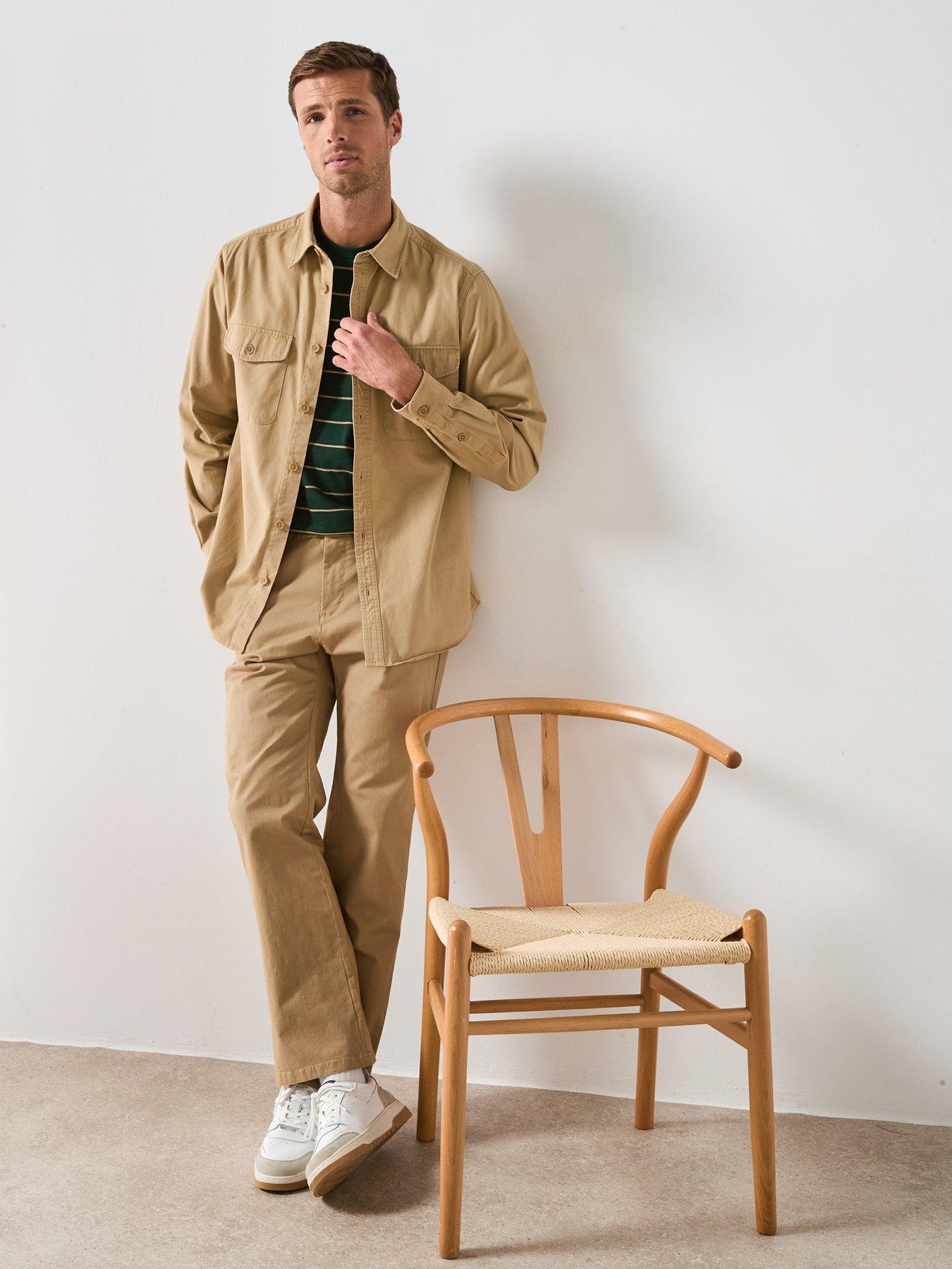 Image 3 of 6 of Very Man Double Pocket Flannel Shirt - Beige