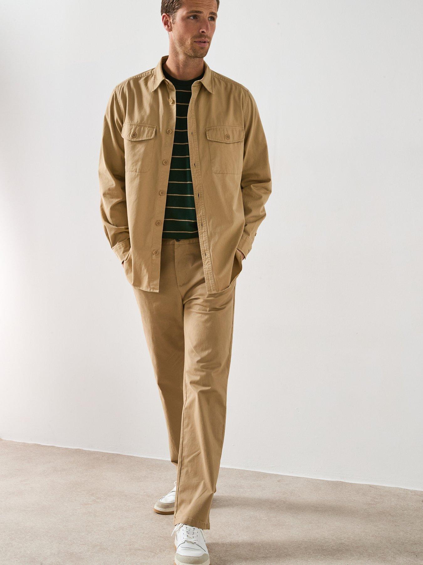 Image 6 of 6 of Very Man Double Pocket Flannel Shirt - Beige