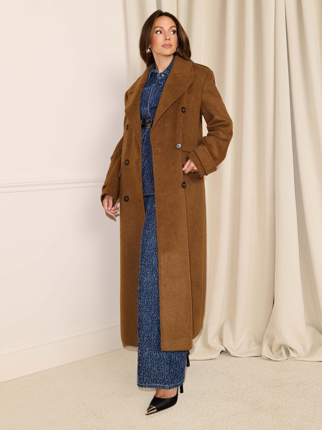 undefined Wool Blend Oversized Formal Coat - Brown