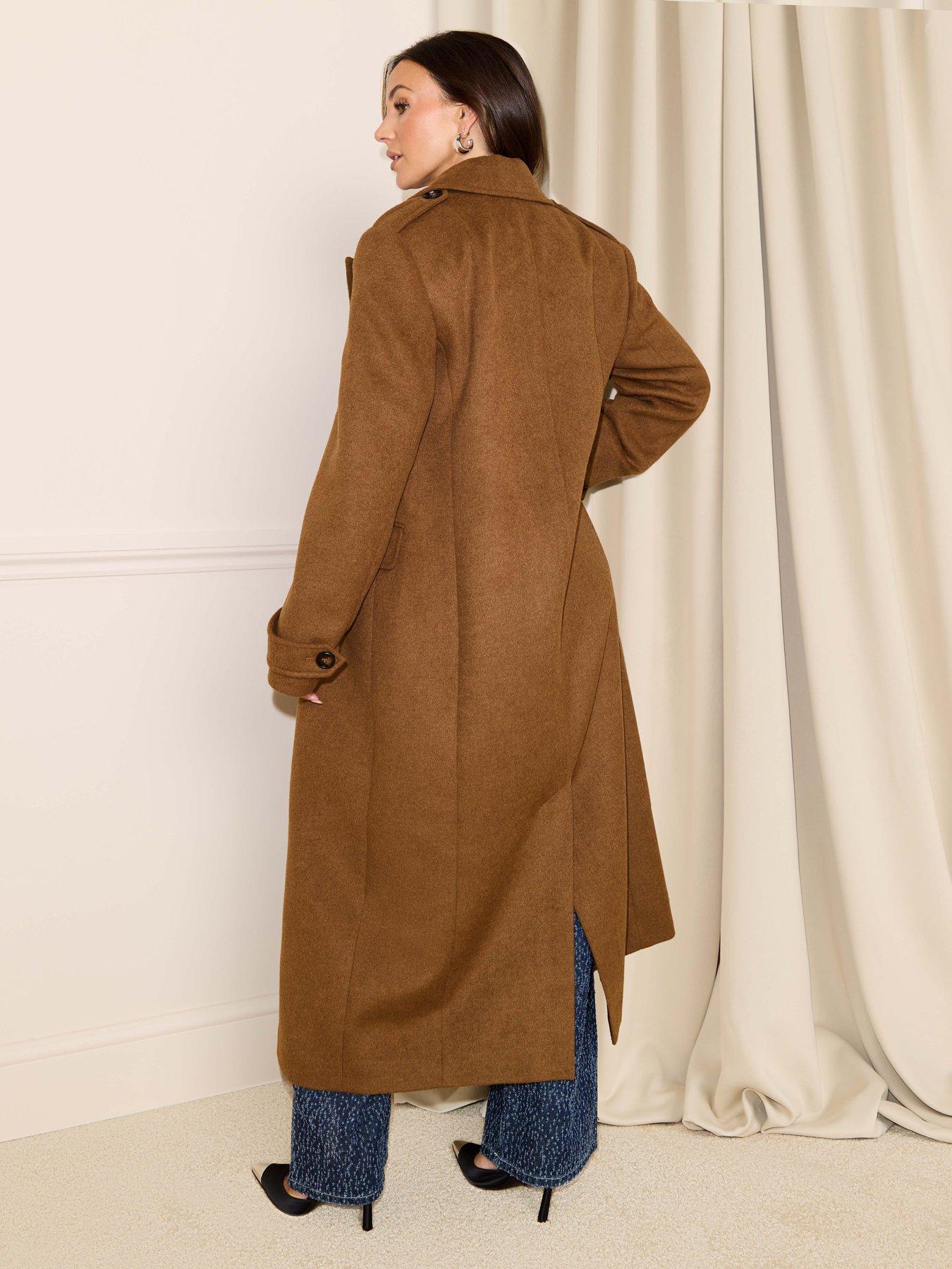 Image 2 of 4 of Michelle Keegan Wool Blend Oversized Formal Coat - Brown&nbsp;