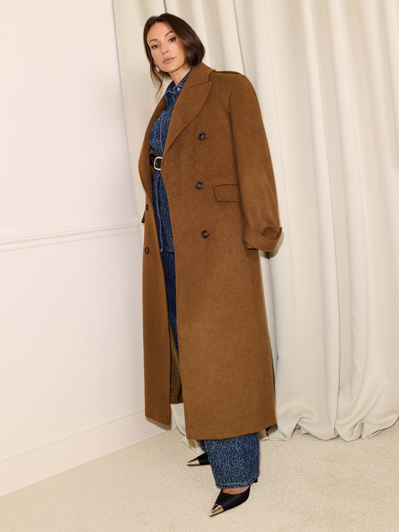 Image 3 of 4 of Michelle Keegan Wool Blend Oversized Formal Coat - Brown&nbsp;