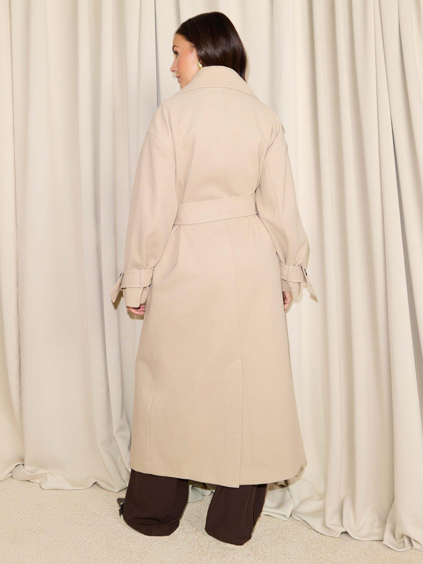 Image 2 of 4 of Michelle Keegan Wool Blend Exaggerated Collar Coat - Beige
