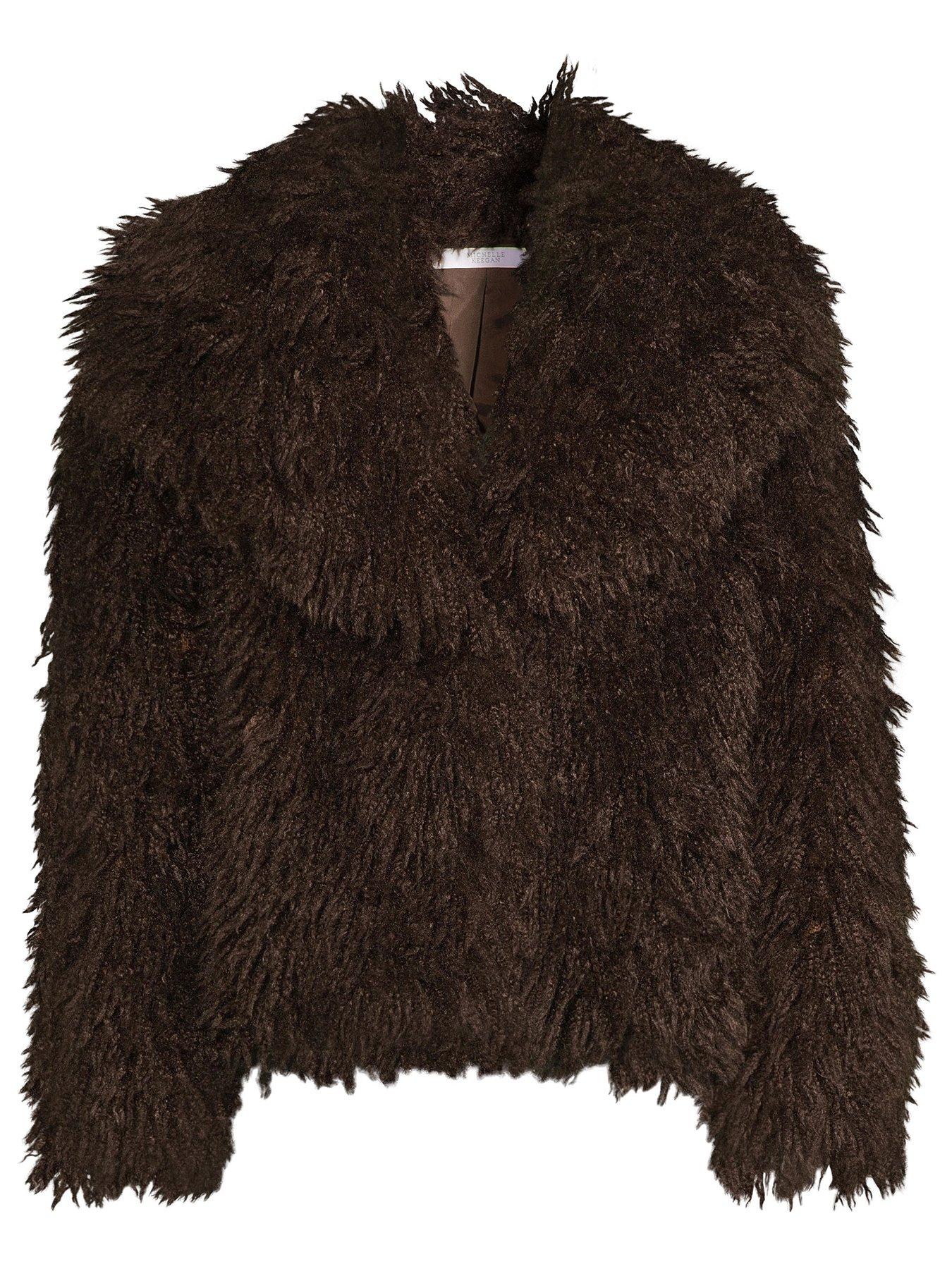 Image 4 of 4 of Michelle Keegan Faux Mongolian Coat - Brown&nbsp;