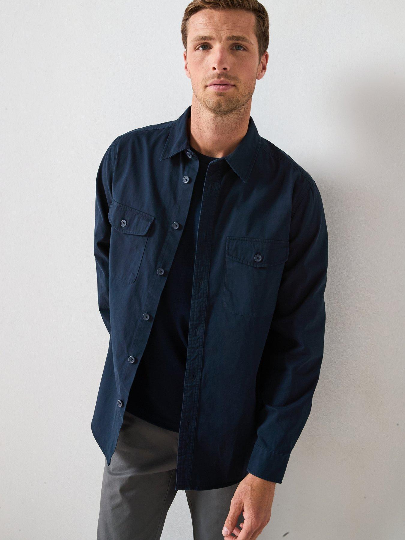 Image 1 of 6 of Very Man Double Pocket Flannel Shirt - Navy