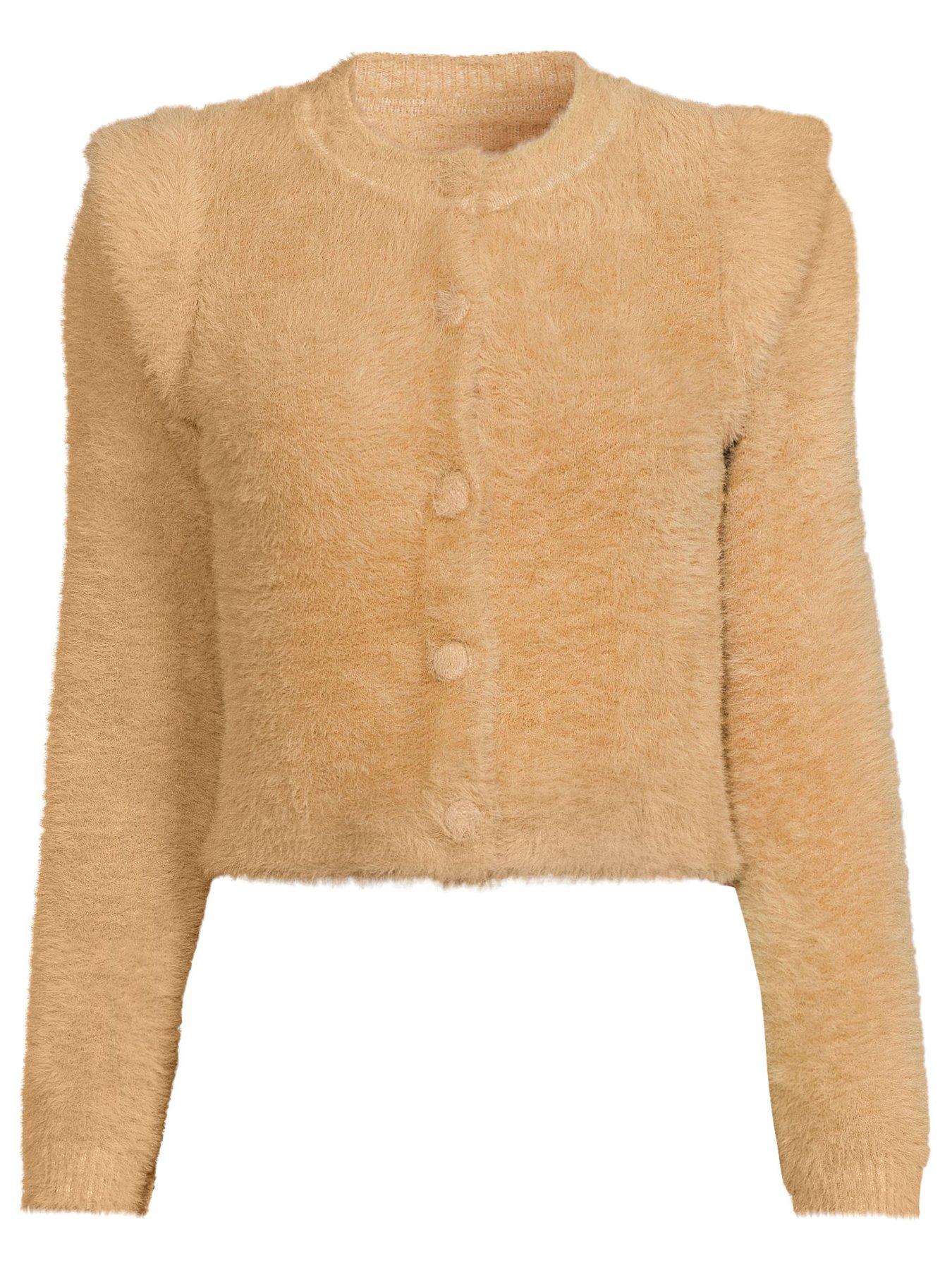 Image 5 of 5 of Michelle Keegan Fluffy Cardigan - Beige
