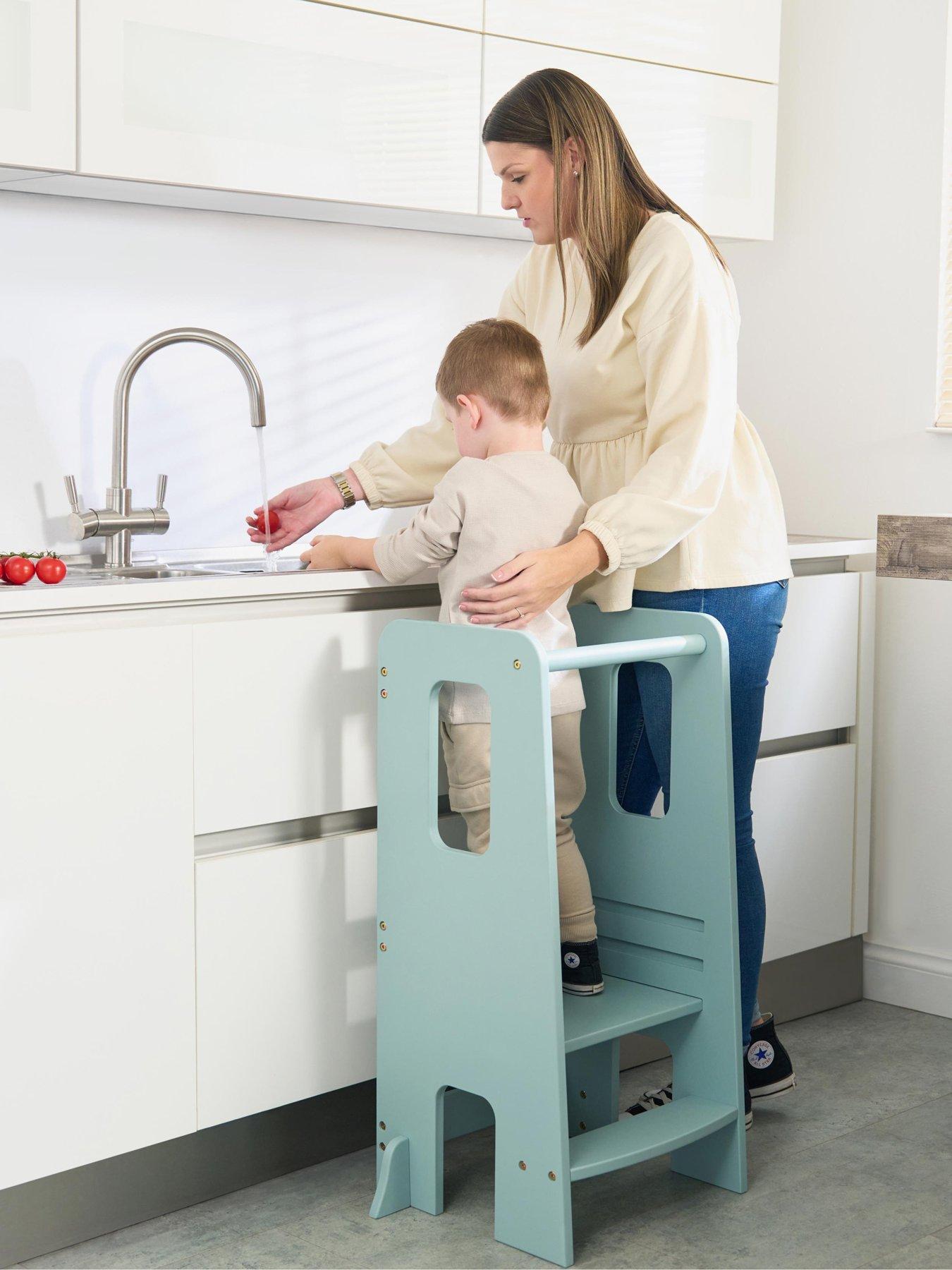 image of tutti-bambini-helping-hands-montessori-toddler-learning-tower-ocean-stone