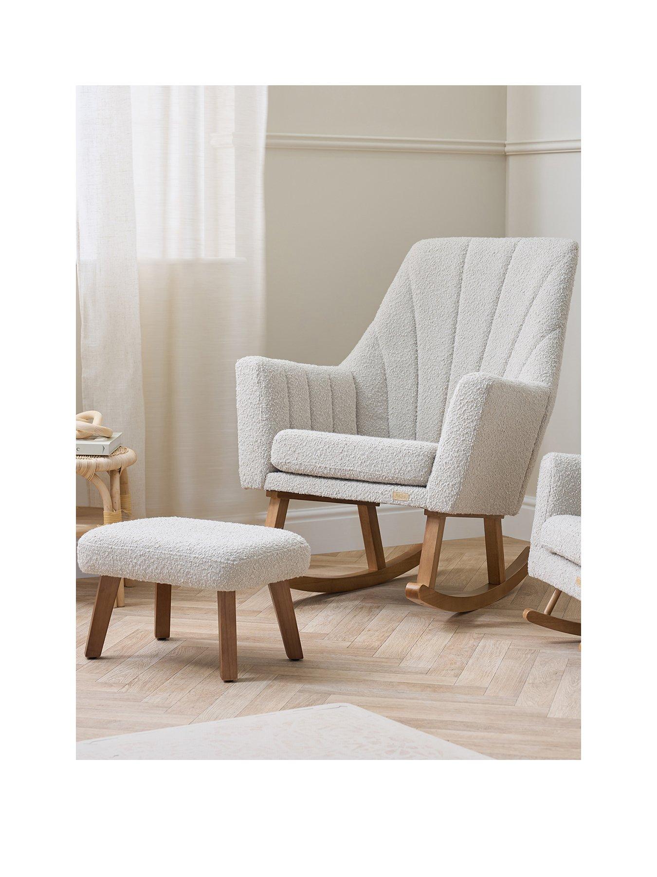 Tutti Bambini Jonah Luxe Rocking Chair  &  Foot Stool - Boucle Mushroom