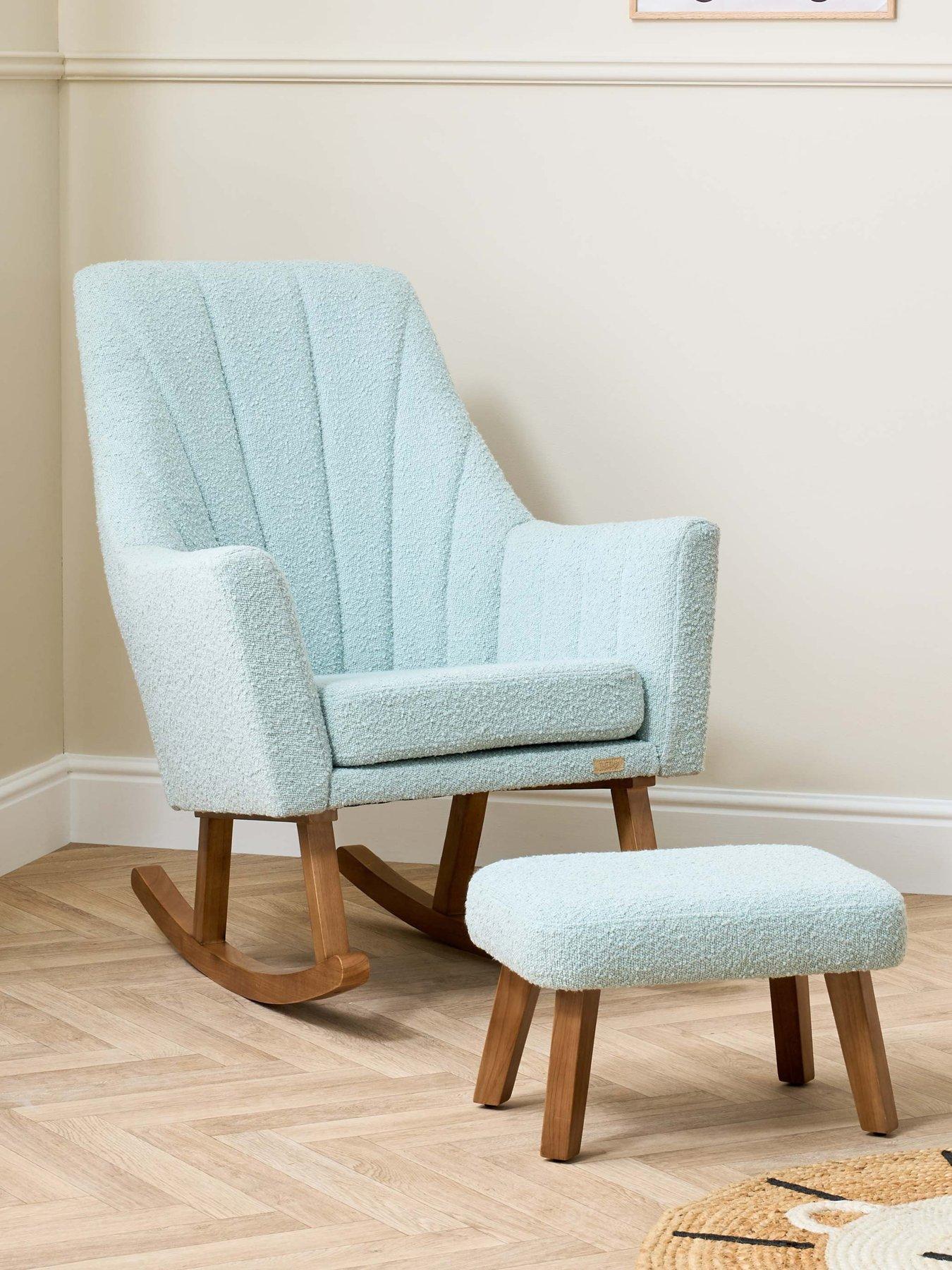 undefined Jonah Luxe Rocking Chair & Foot Stool  - Boucle Ocean Stone