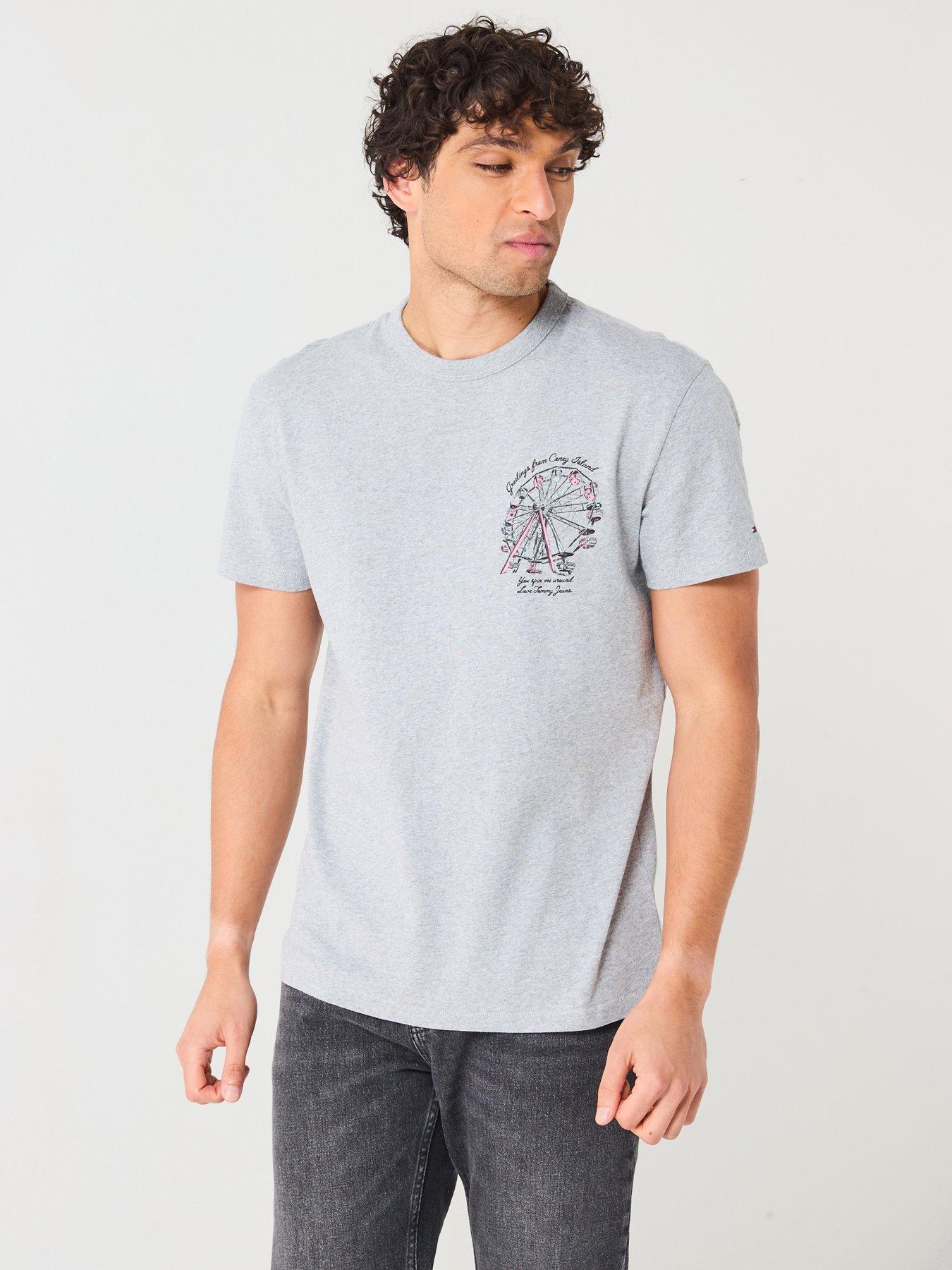 undefined Regular Fit Novelty Fair Back Print T-Shirt - Grey