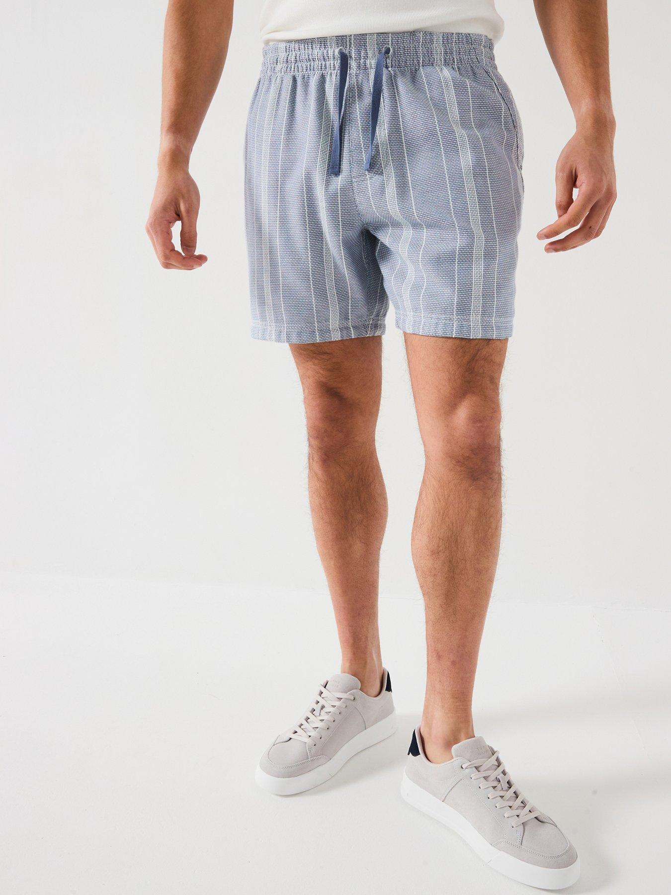 Image 1 of 6 of Tommy Jeans Textured Stripe Beach Shorts - Blue