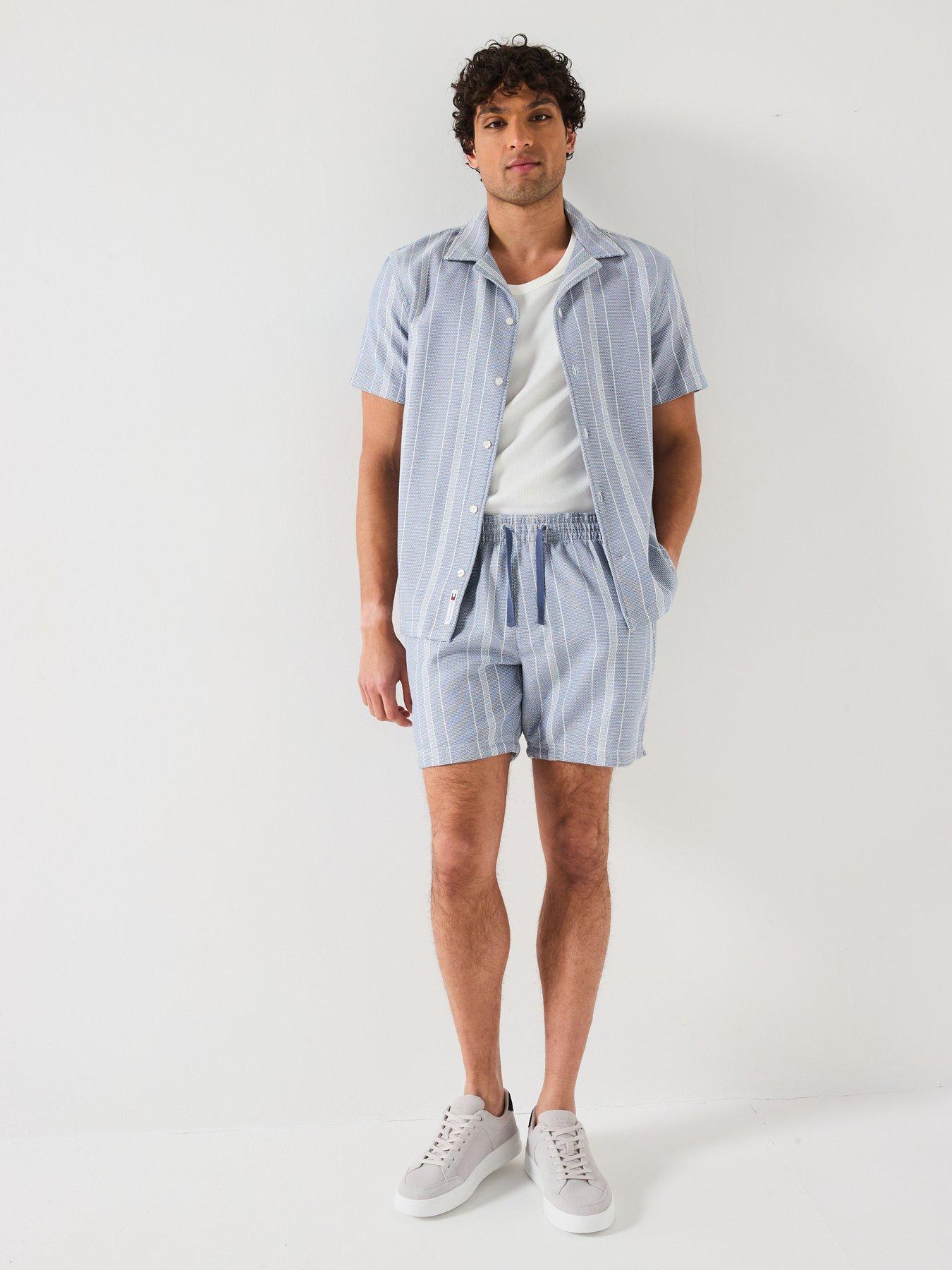 Image 3 of 6 of Tommy Jeans Textured Stripe Beach Shorts - Blue