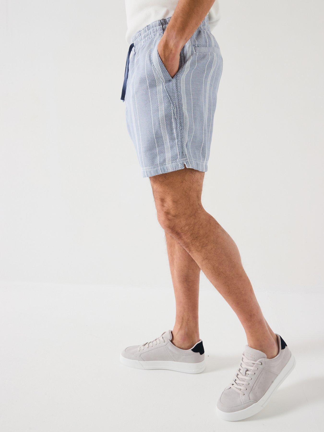 Image 6 of 6 of Tommy Jeans Textured Stripe Beach Shorts - Blue