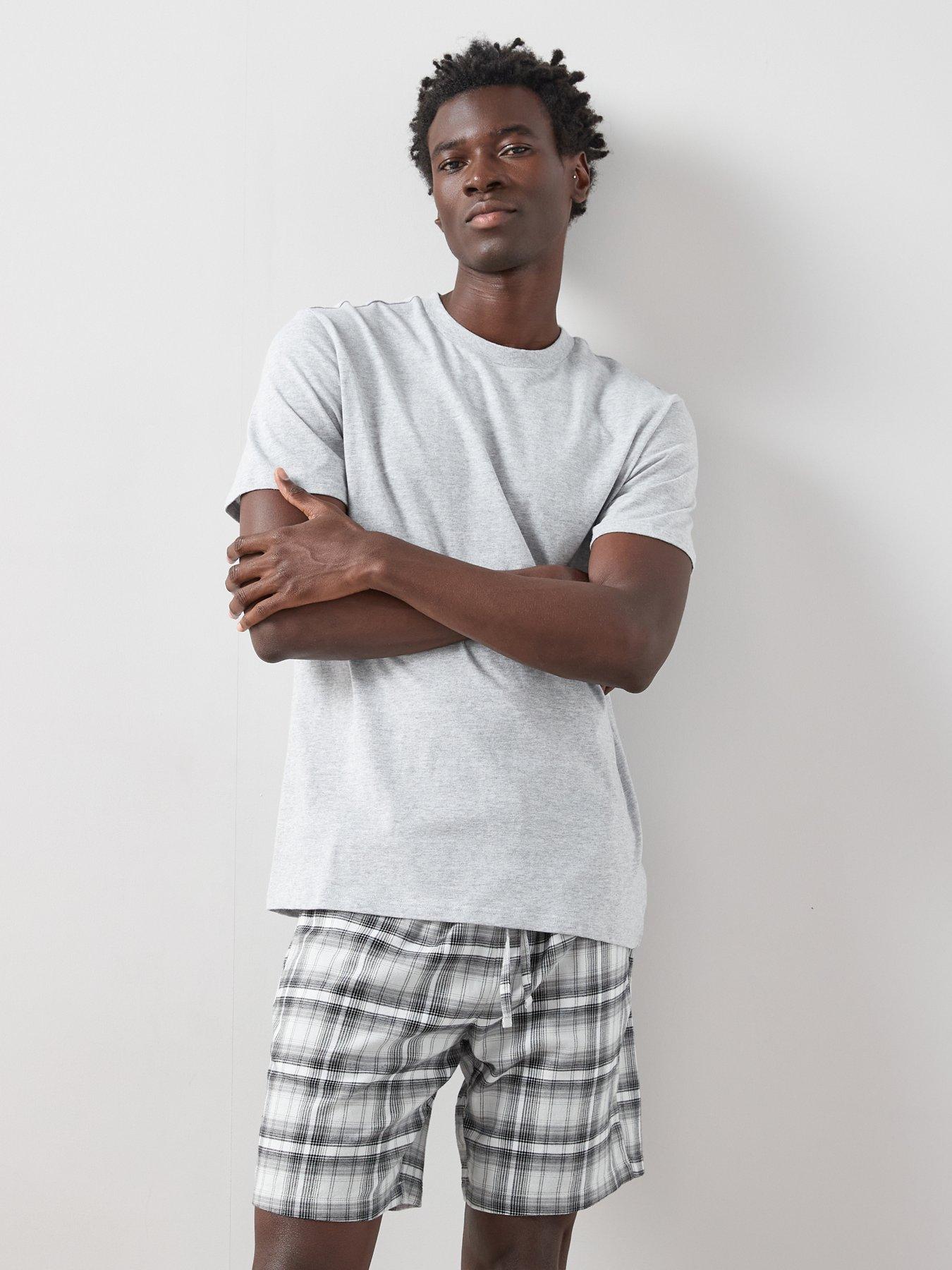 Very Man Cosy Checked Short Pyjama Set - Black/Grey