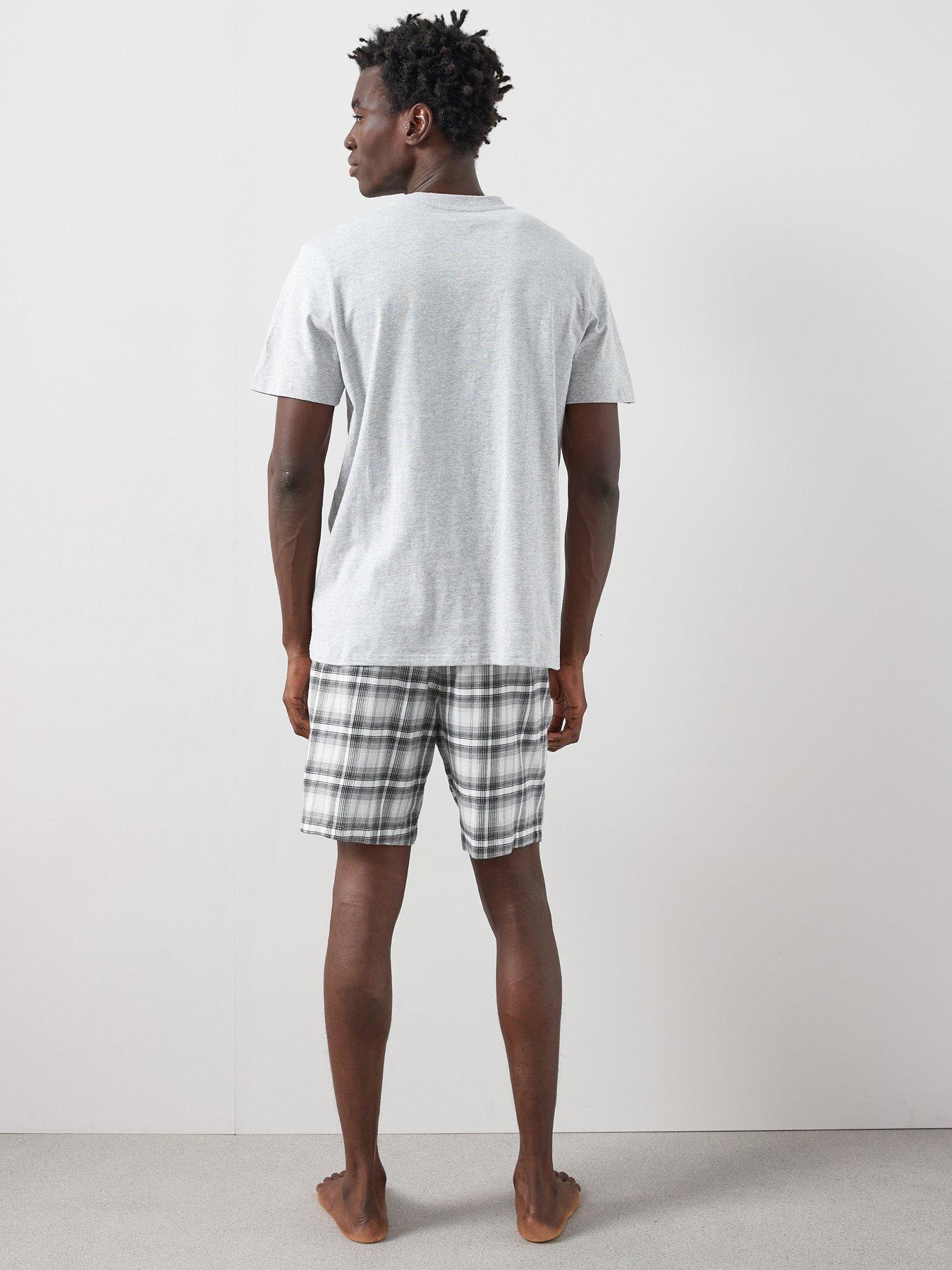 Image 2 of 6 of Very Man Cosy Checked Short Pyjama Set - Black/Grey