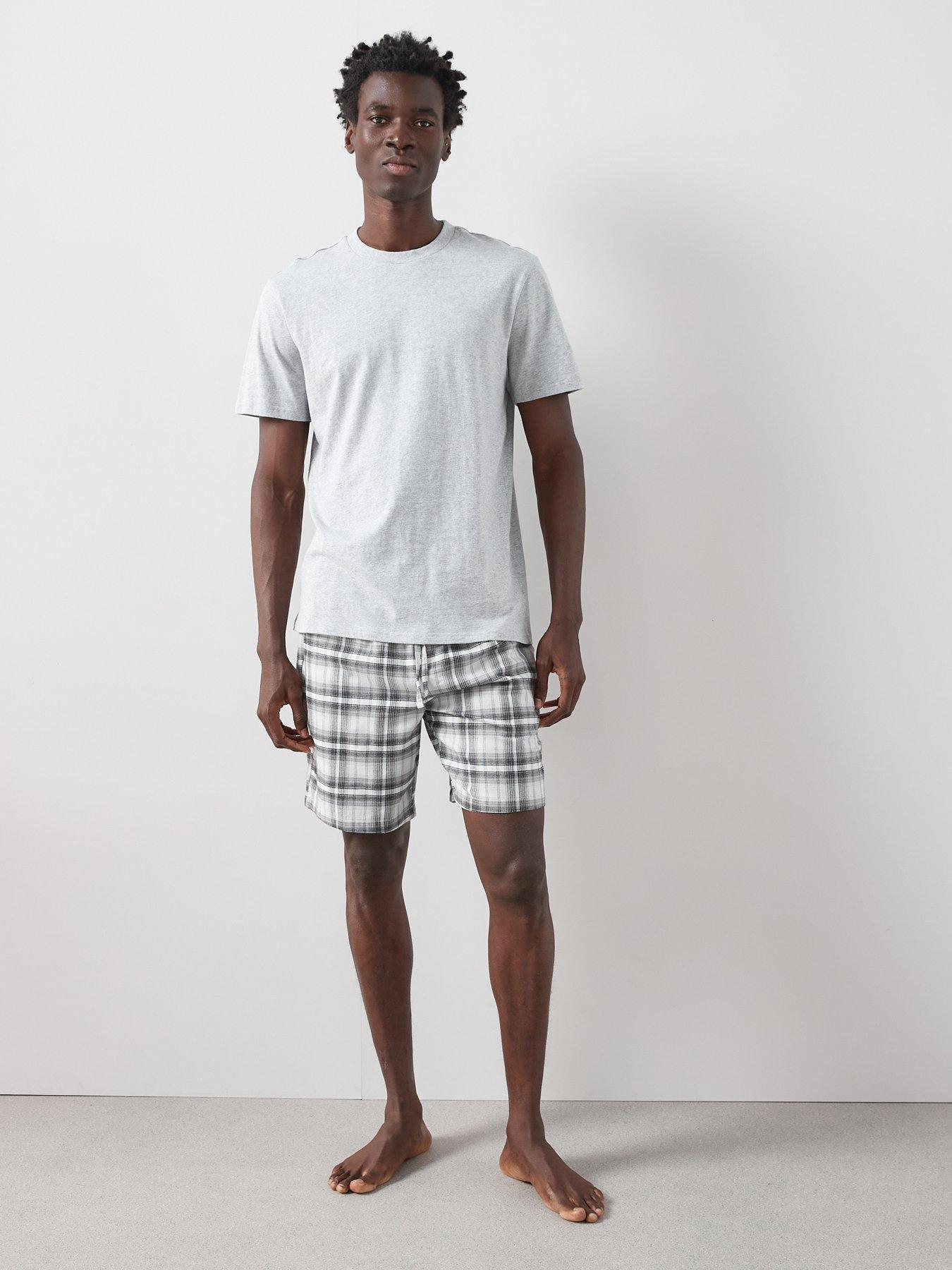Image 3 of 6 of Very Man Cosy Checked Short Pyjama Set - Black/Grey