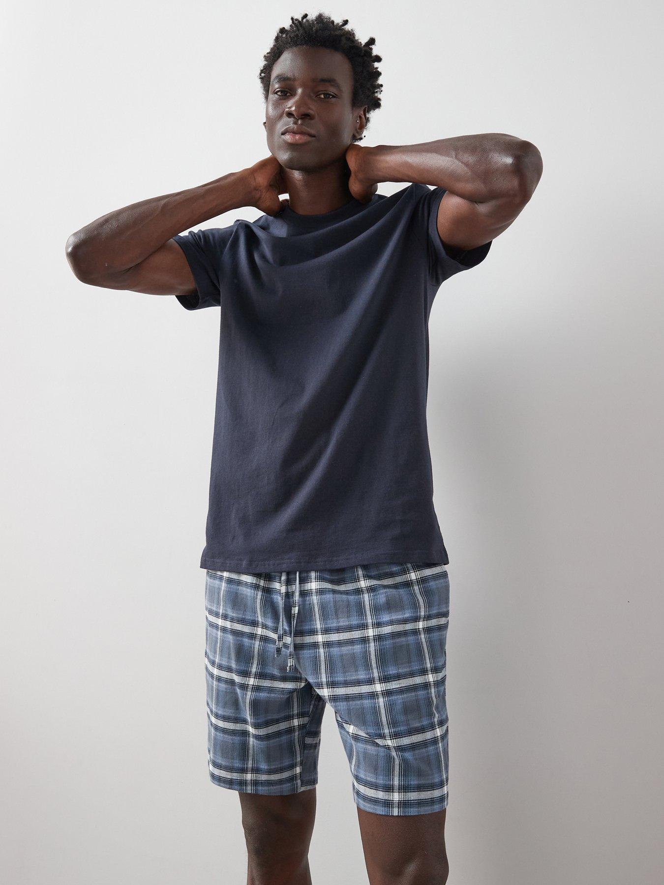 undefined Cosy Checked Short Pyjama Set - Blue